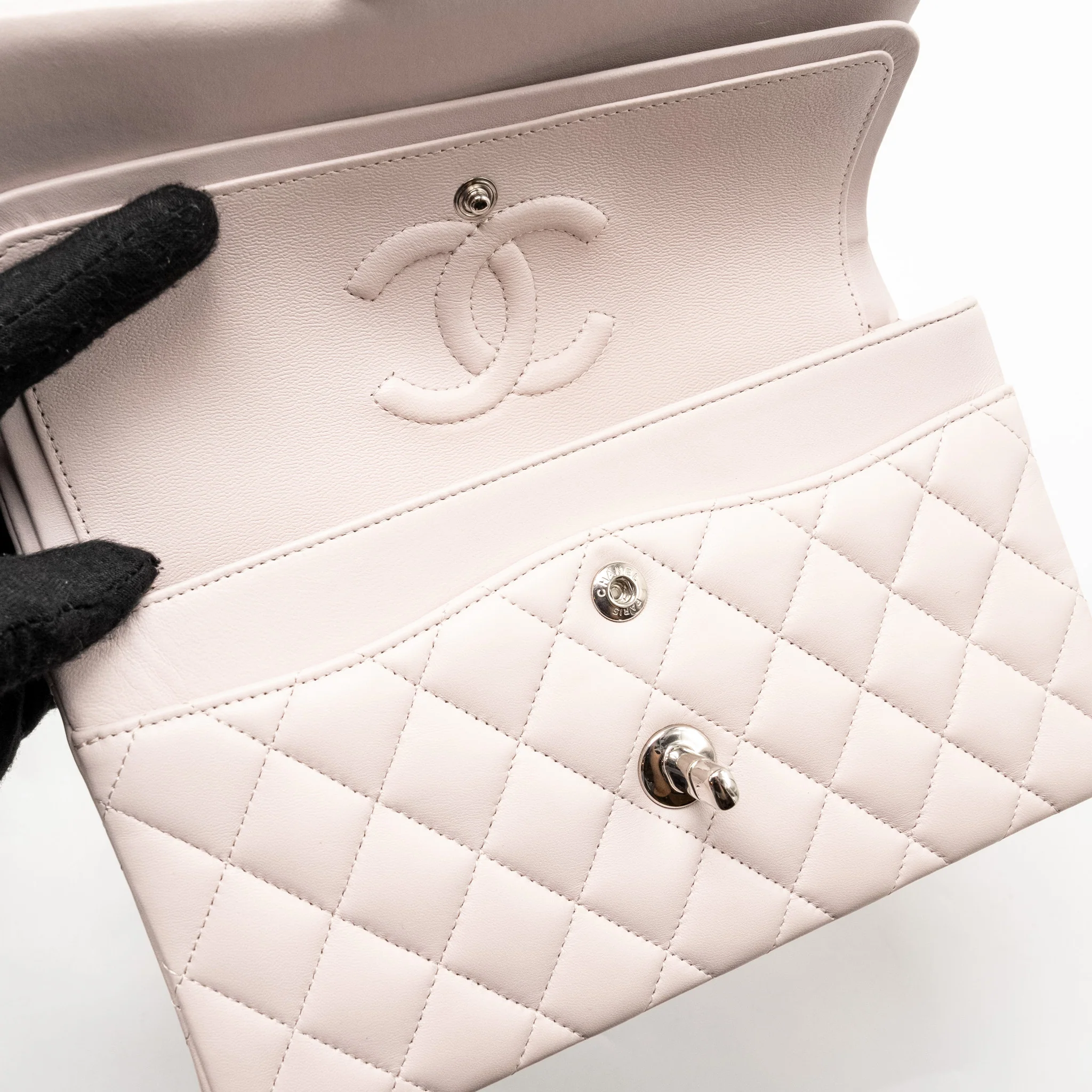 Chanel Small Classic Double Flap Bag Lambskin Light Purple SHW (Microchip) - Image 15