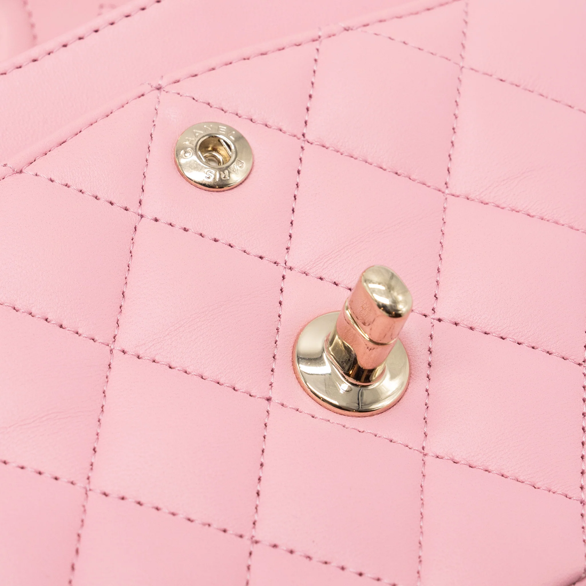 Chanel Small Classic Double Flap Bag Lambskin Pink LGHW(Microchip) - Image 15