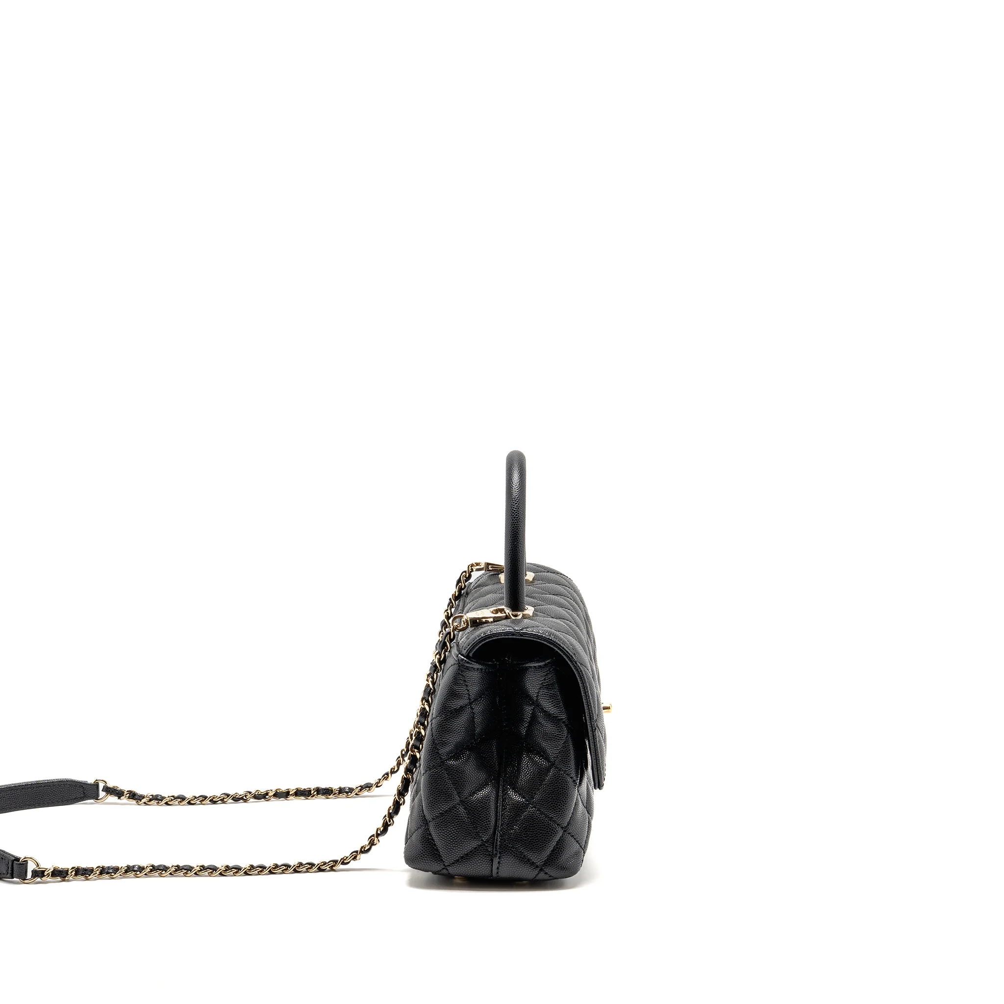 Chanel Small Coco Handle caviar Black LGHW (Microchip) - Image 3