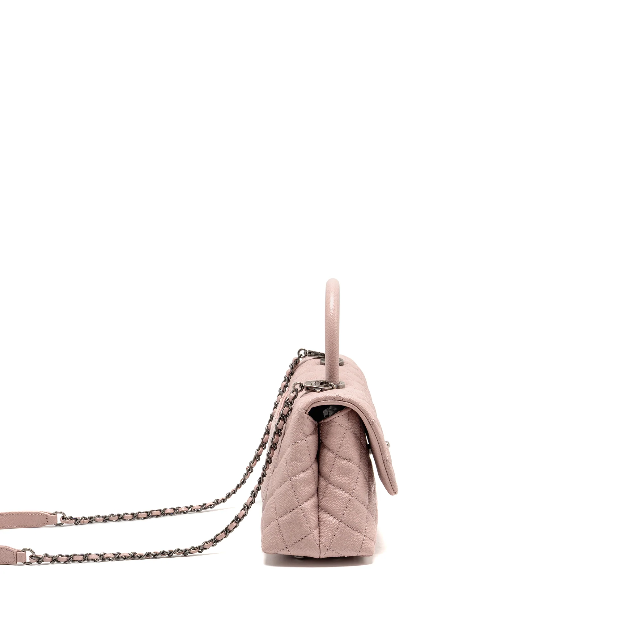Chanel Small Coco Handle Caviar Pink Ruthenium SHW - Image 3