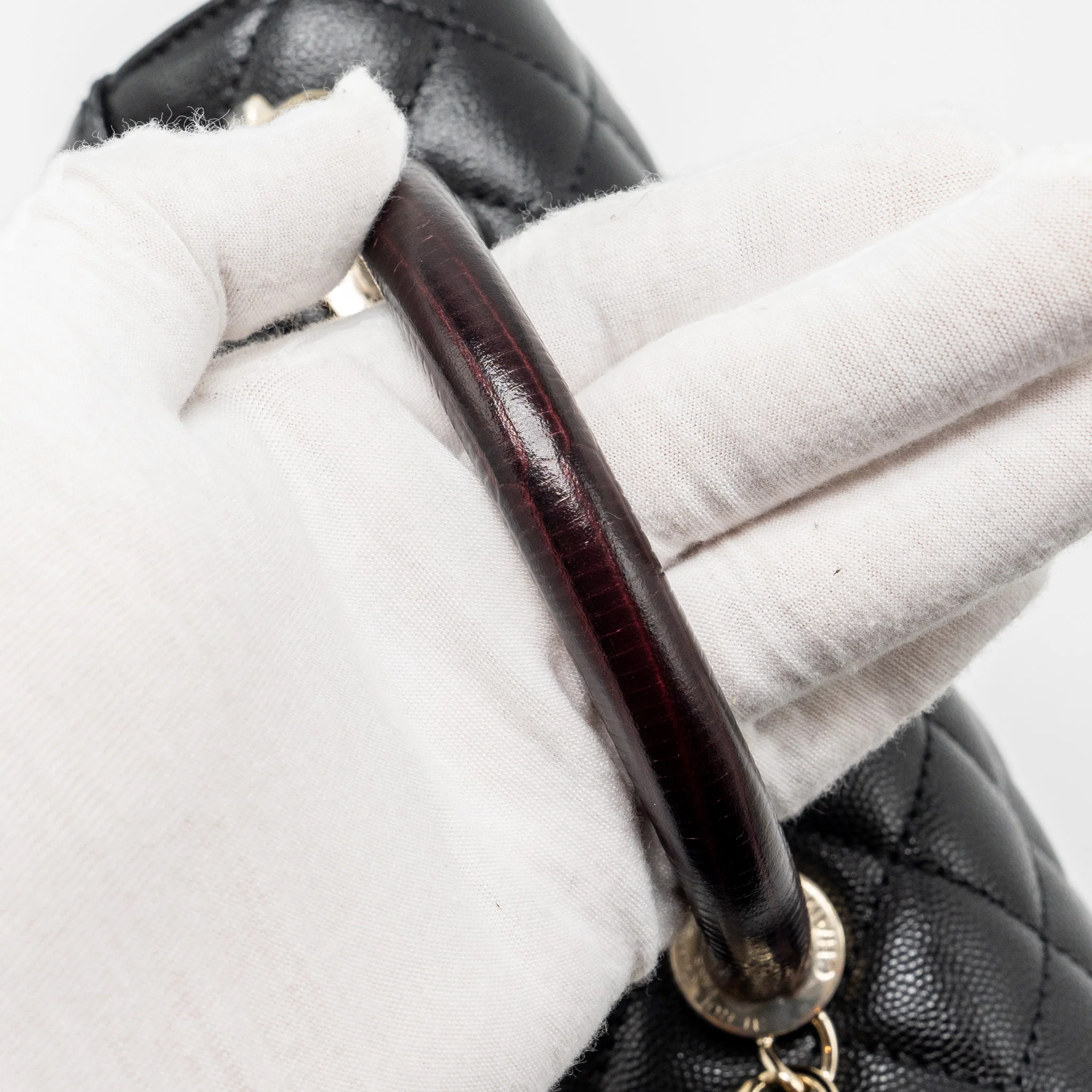 Chanel small coco handle with lizard embossed handle caviar black LGHW (microchip) - Image 13