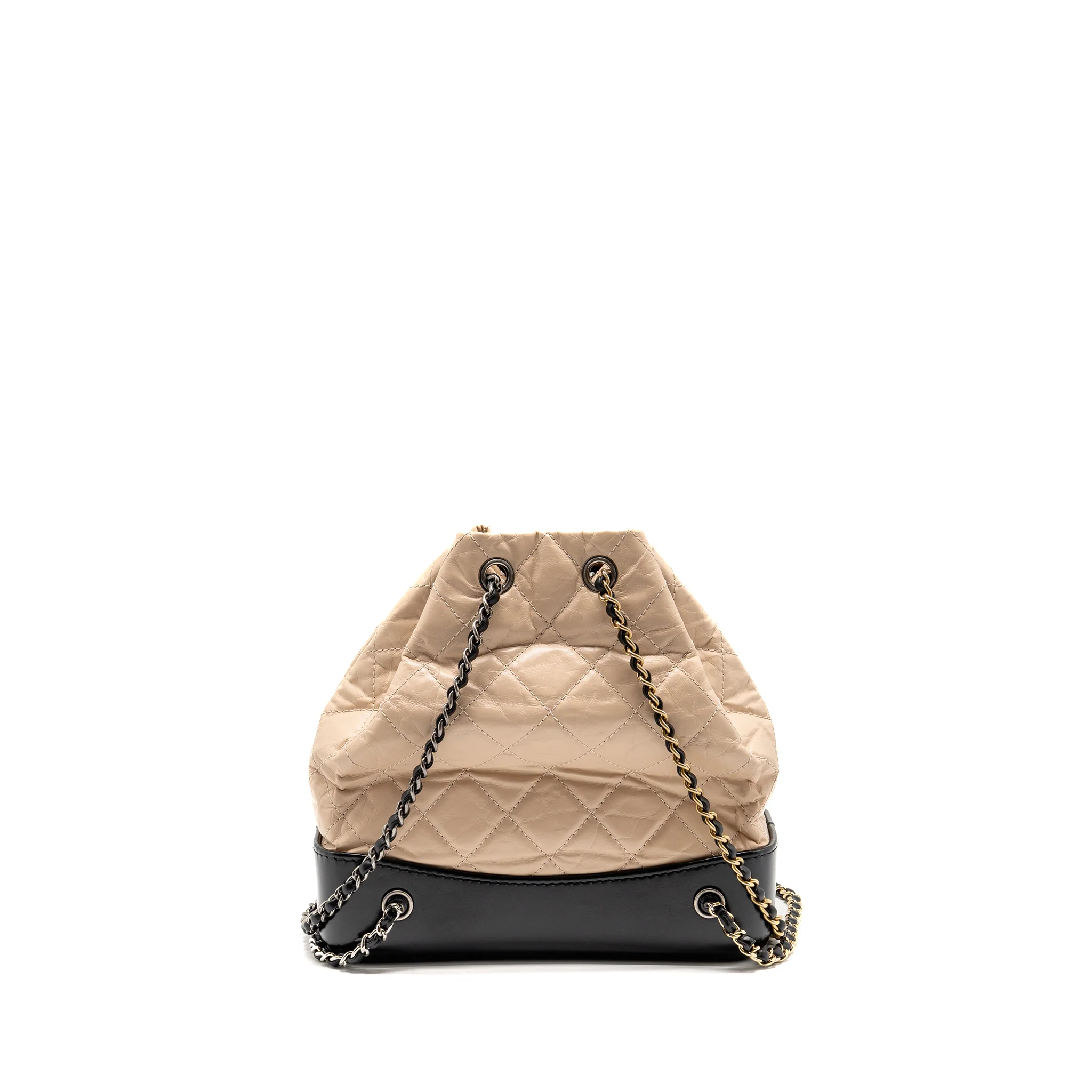Chanel Small Gabrielle Backpack Aged Calfskin Beige/ Black Multicolour Hardware - Image 2