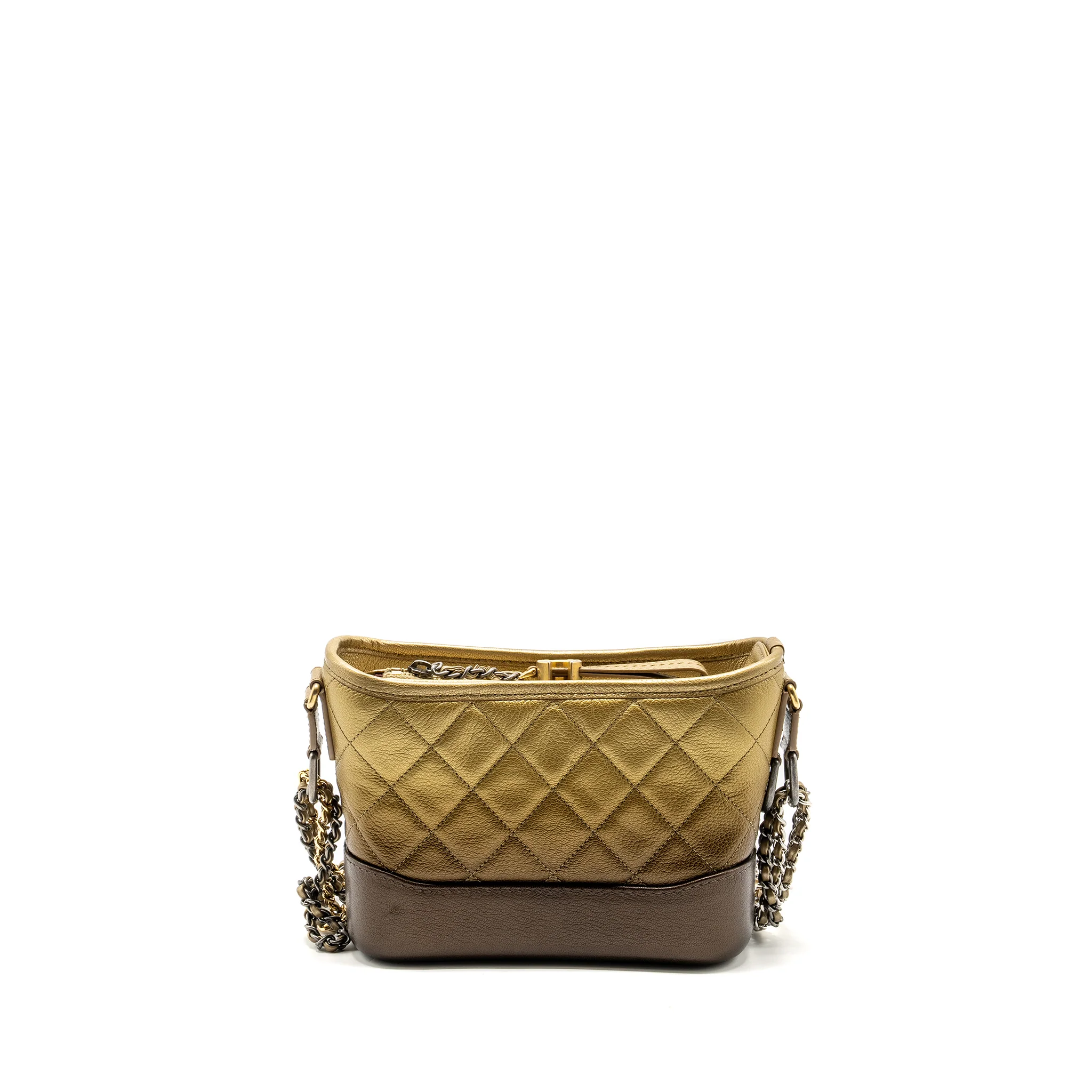 Chanel Small Gabrielle Hobo Bag Metallic Goatskin Dark Gold/Bronze with Multicolour Hardware - Image 2