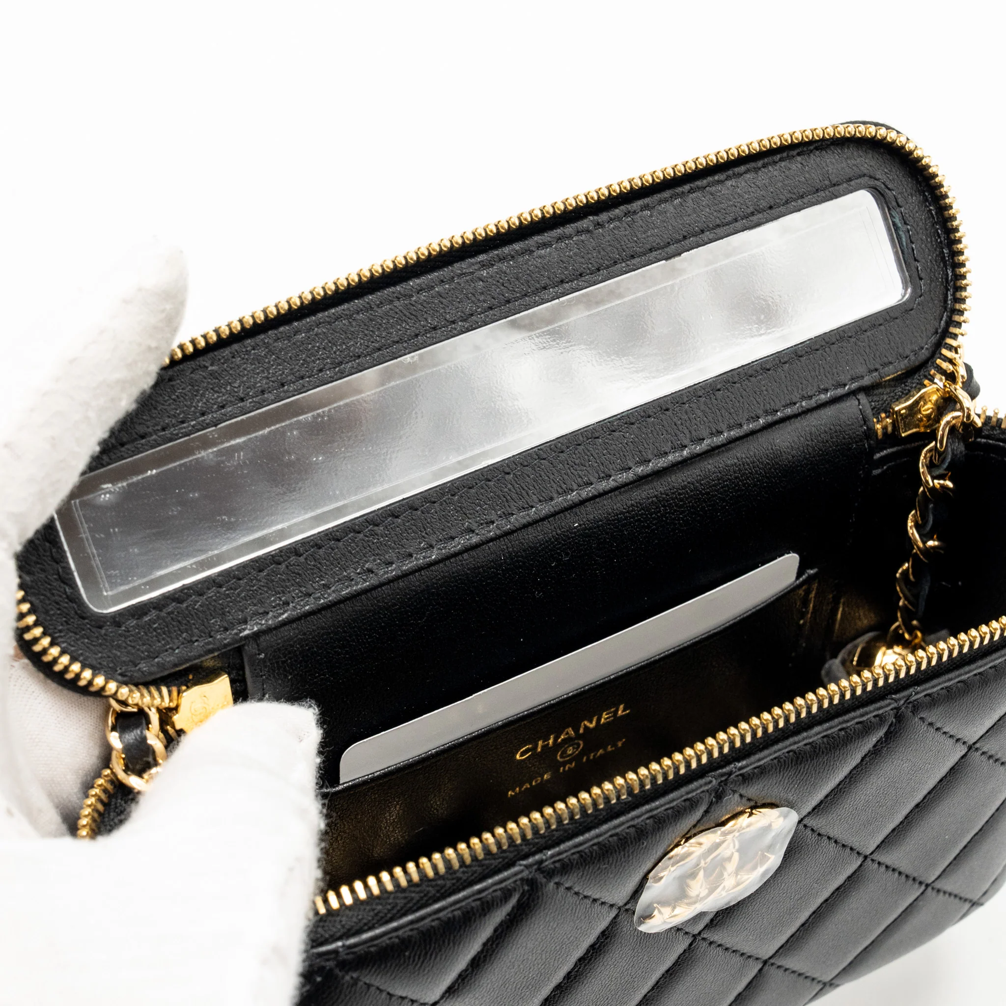 Chanel Small Vanity Clutch with Detail Chain Caviar Black GHW (Microchip) - Image 13