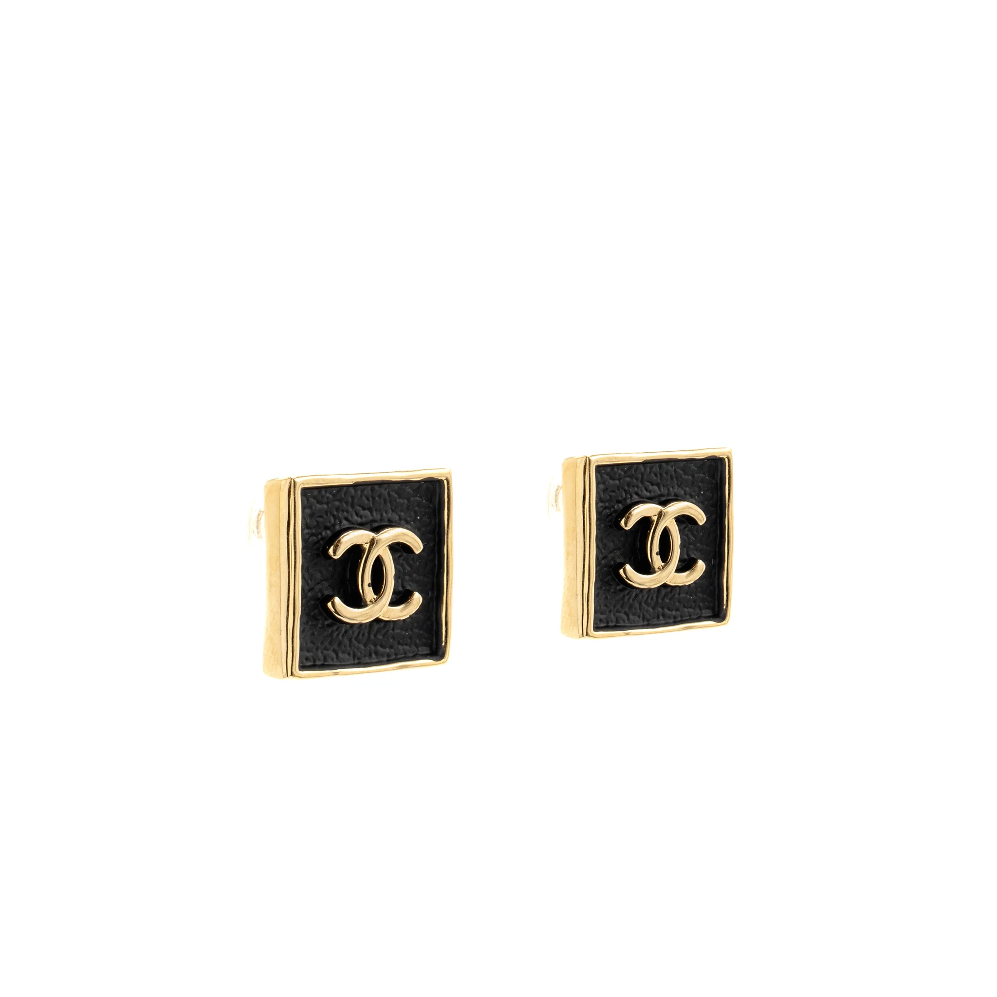 Chanel Square CC Logo Earrings Gold Tone - Image 3