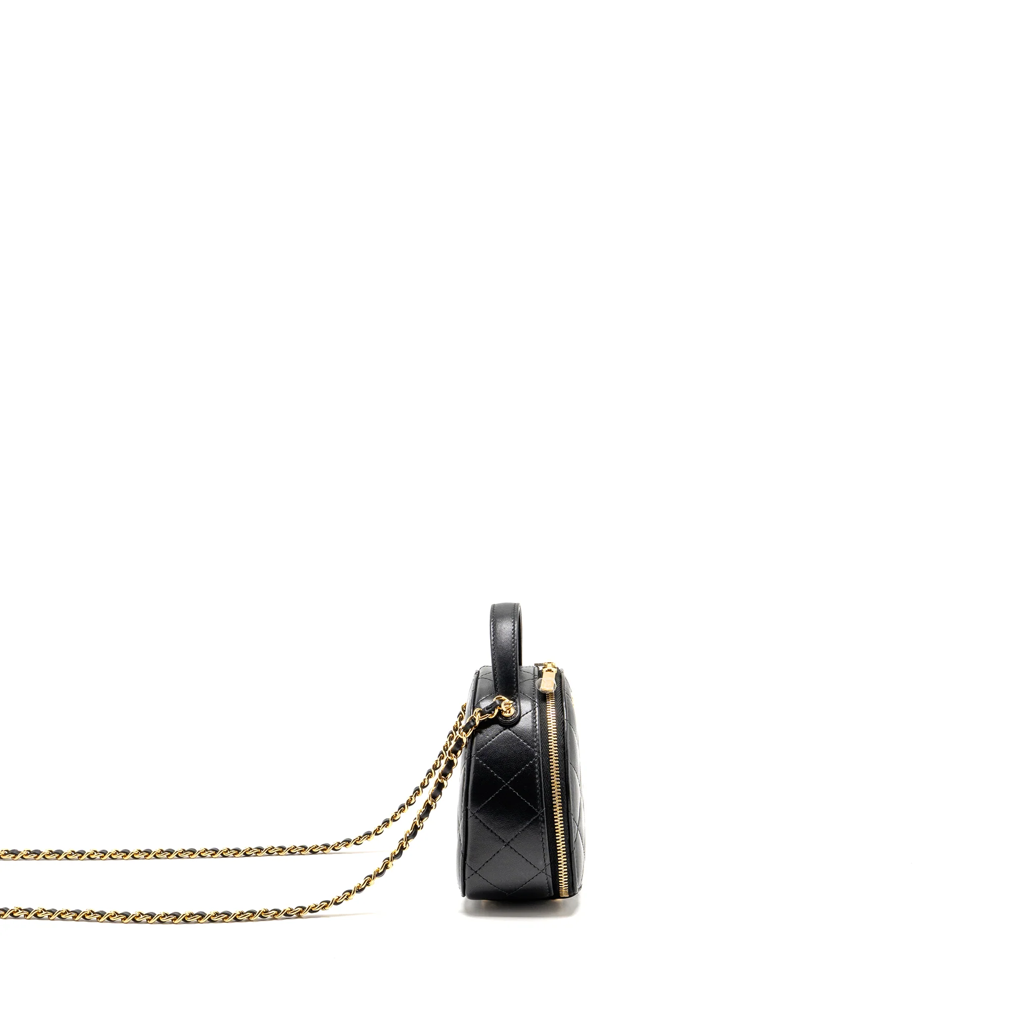 Chanel Top Handle Chic Riviera Vanity Case with Chain Shiny Lambskin Black GHW (Microchip) - Image 3
