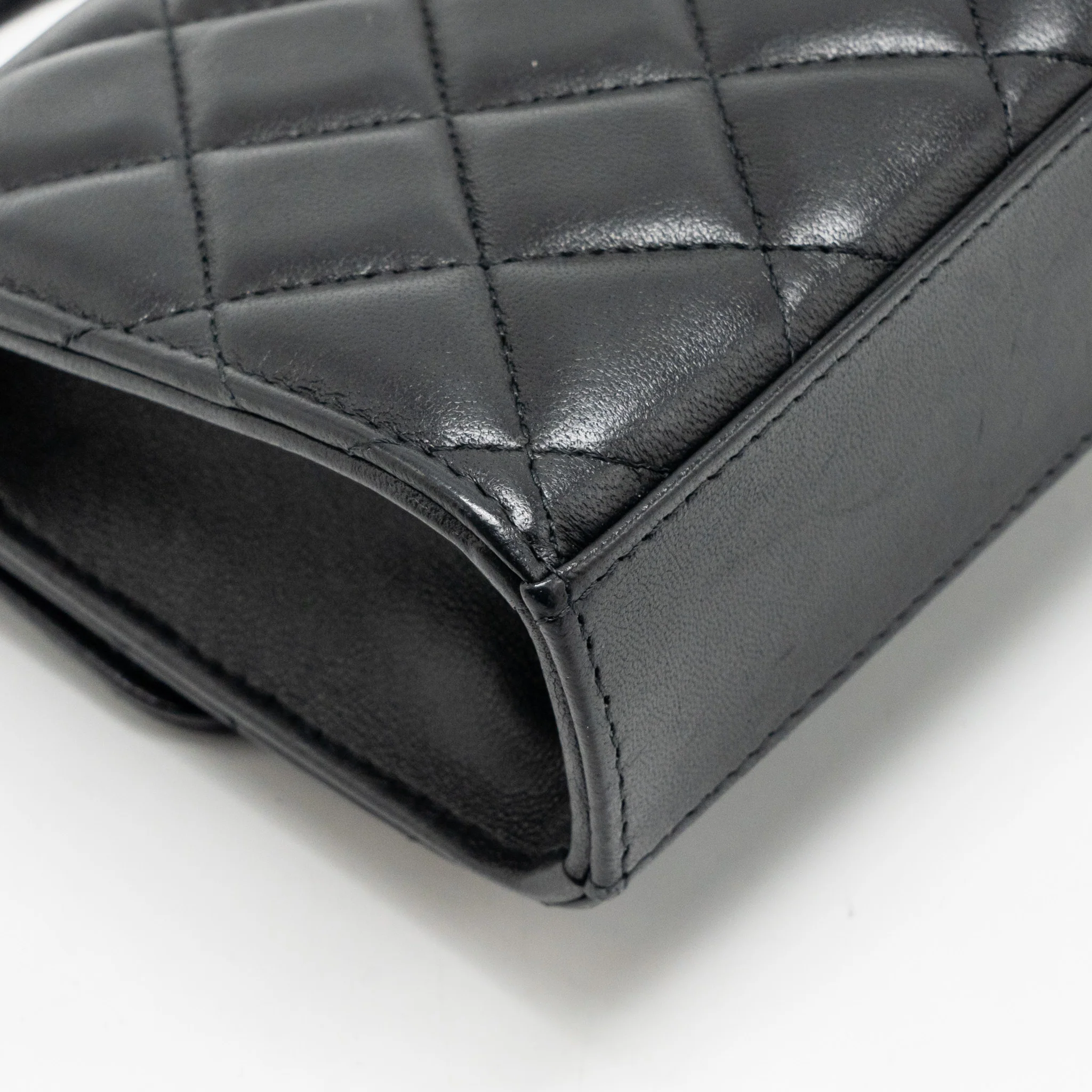 Chanel Top Handle Mini Flap Clutch with Chain Black Lambskin GHW (Microchip) - Image 11