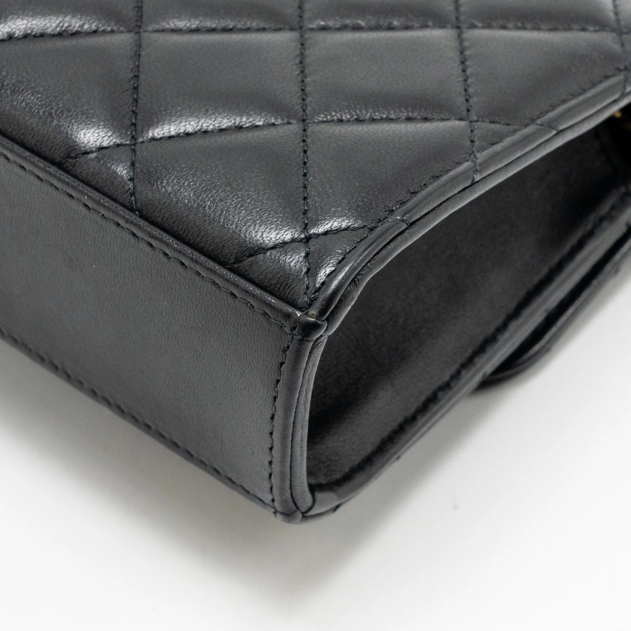 Chanel Top Handle Mini Flap Clutch with Chain Black Lambskin GHW (Microchip) - Image 12