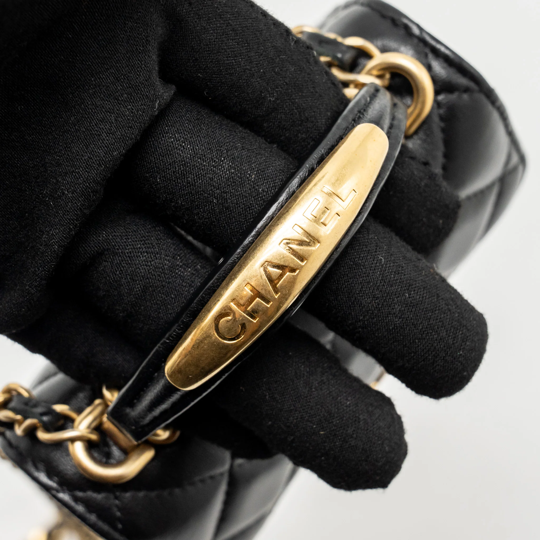 Chanel Top Handle Mini Flap Clutch with Chain Black Lambskin GHW (Microchip) - Image 13