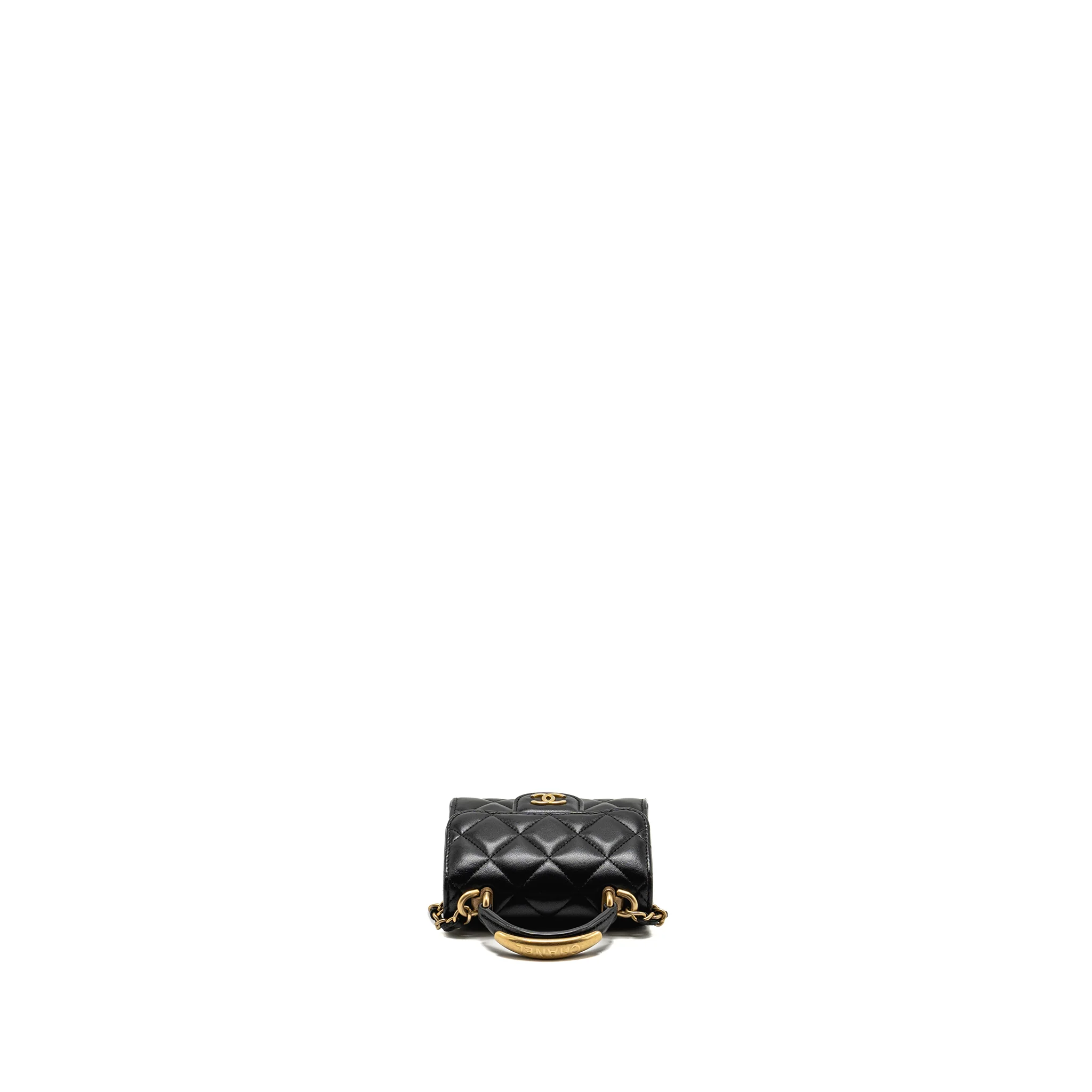 Chanel Top Handle Mini Flap Clutch with Chain Black Lambskin GHW (Microchip) - Image 5