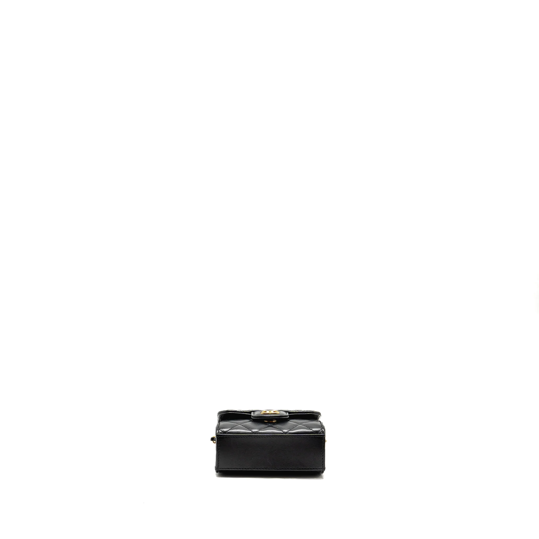 Chanel Top Handle Mini Flap Clutch with Chain Black Lambskin GHW (Microchip) - Image 6