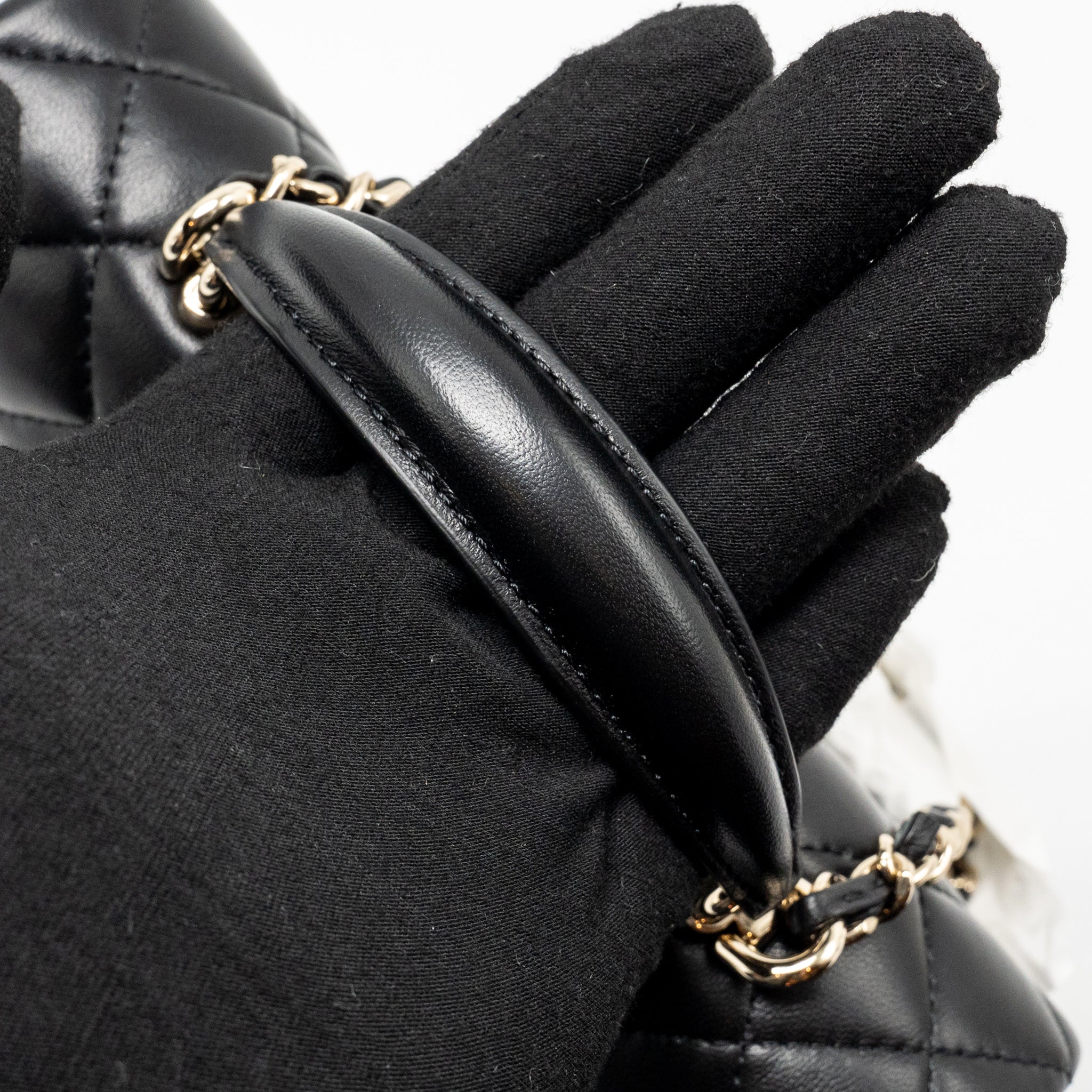 Chanel Top Handle Mini Rectangular Flap Bag Lambskin Black LGHW (microchip) - Image 12