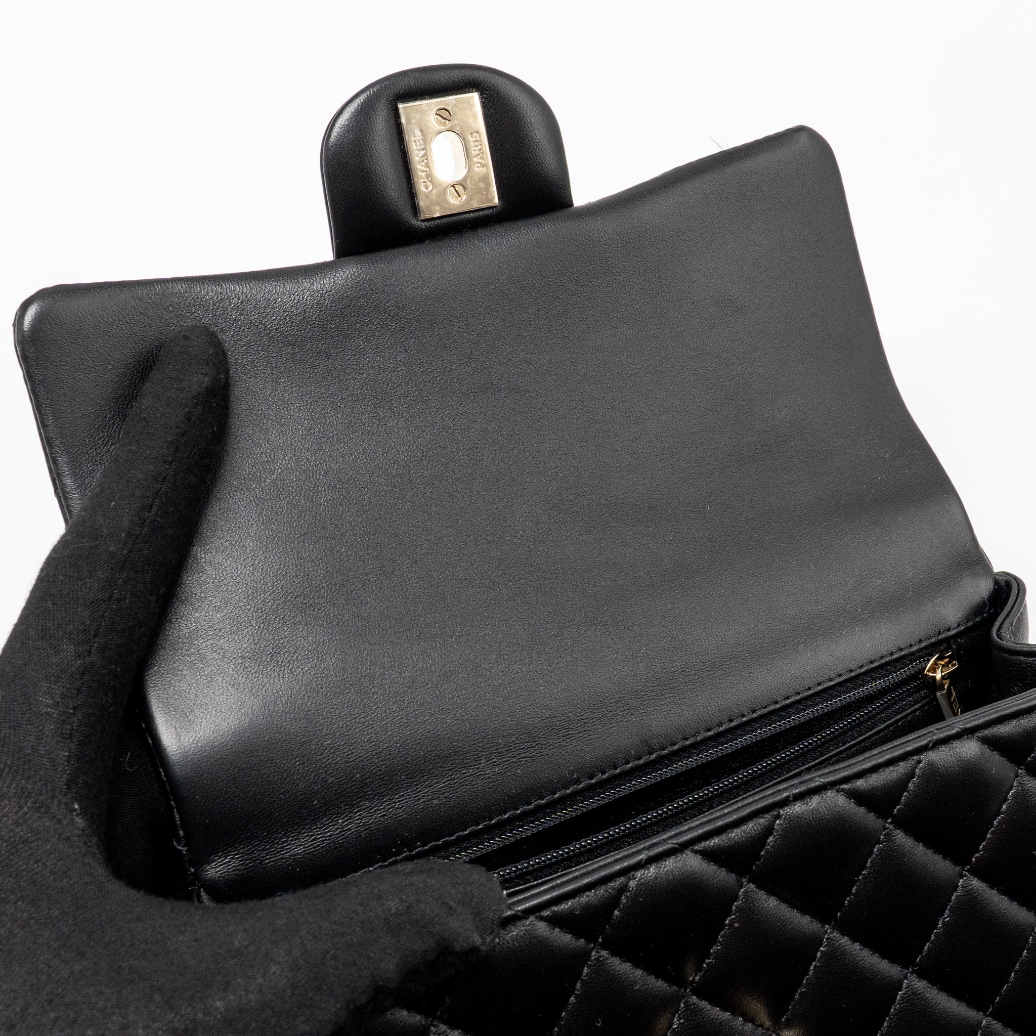 Chanel Top Handle Mini Rectangular Flap Bag Lambskin Black LGHW (microchip) - Image 15