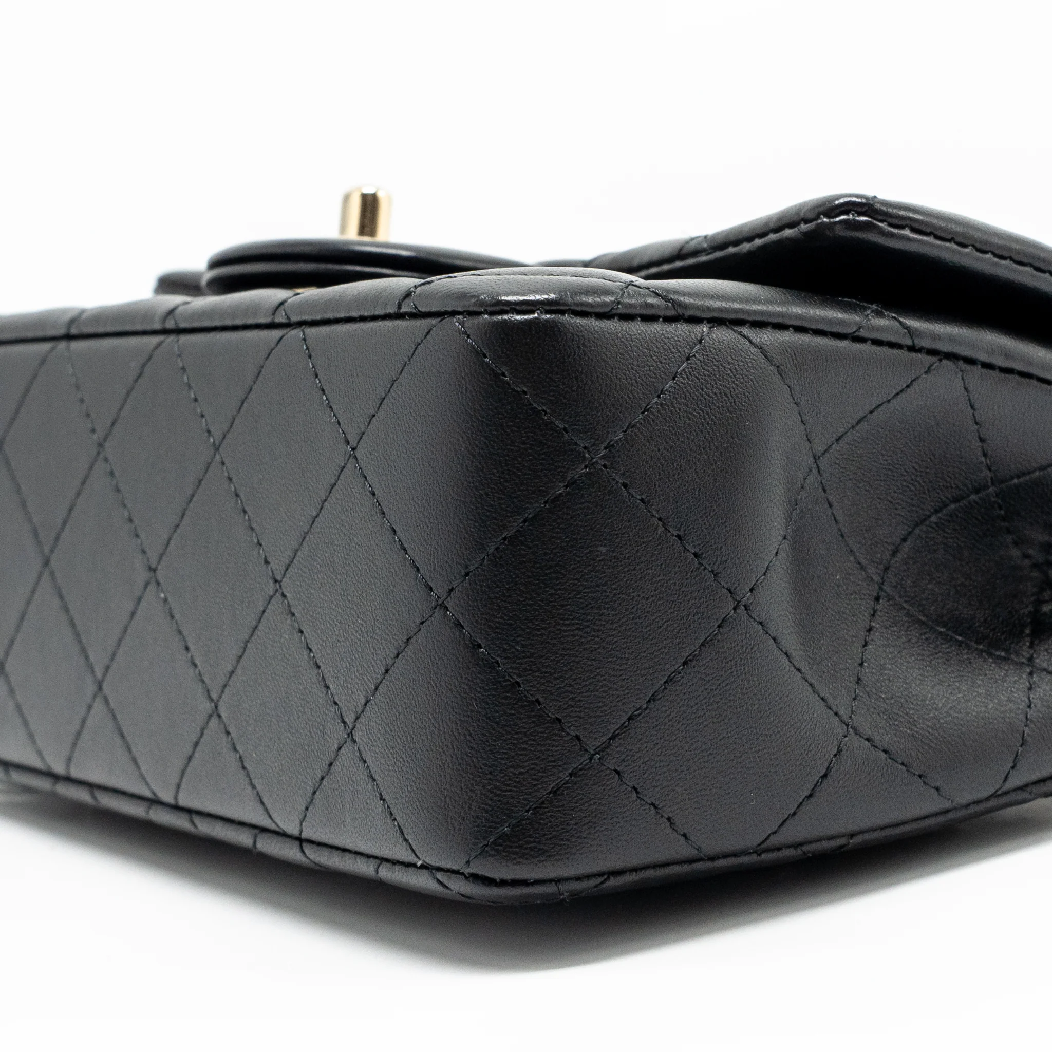 Chanel Top Handle Mini Rectangular Flap Bag Lambskin Black LGHW (microchip) - Image 7