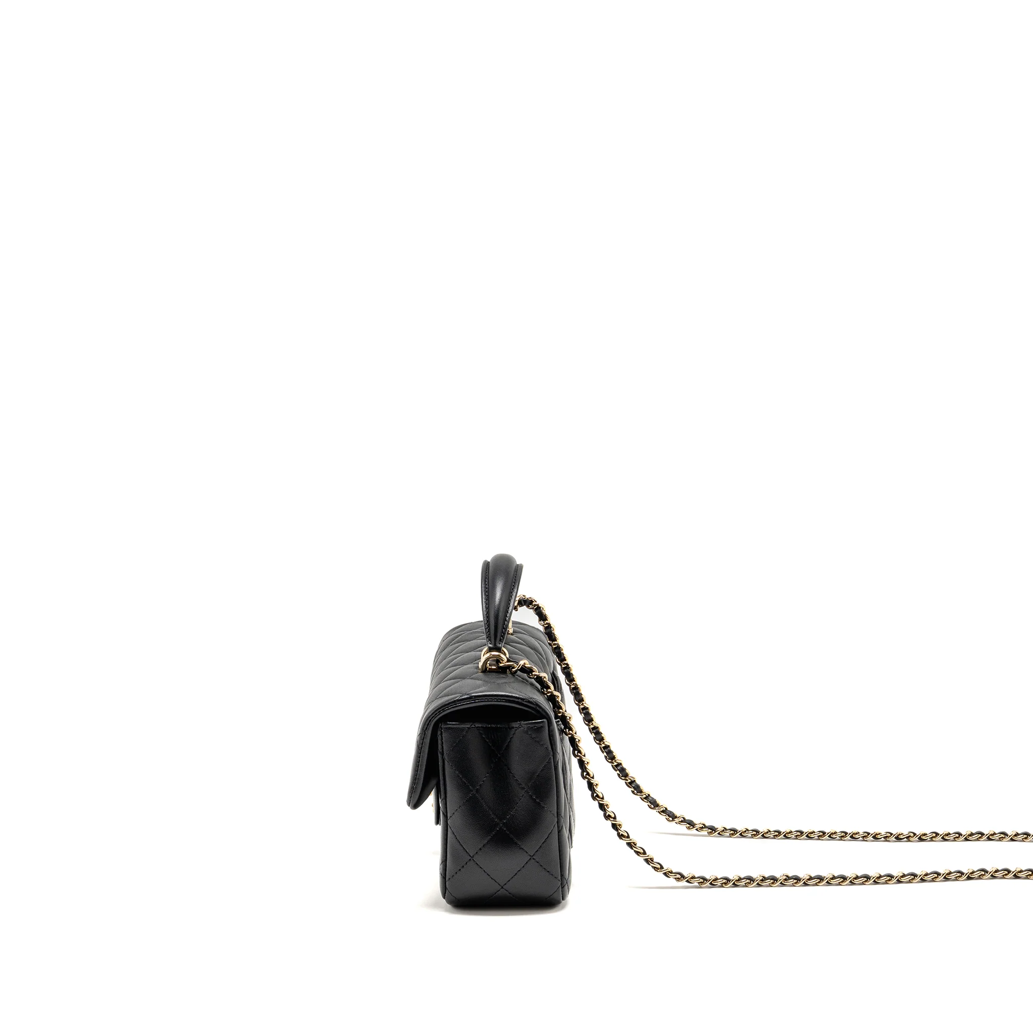 Chanel top handle mini rectangular flap bag lambskin black LGHW (microchip) - Image 4