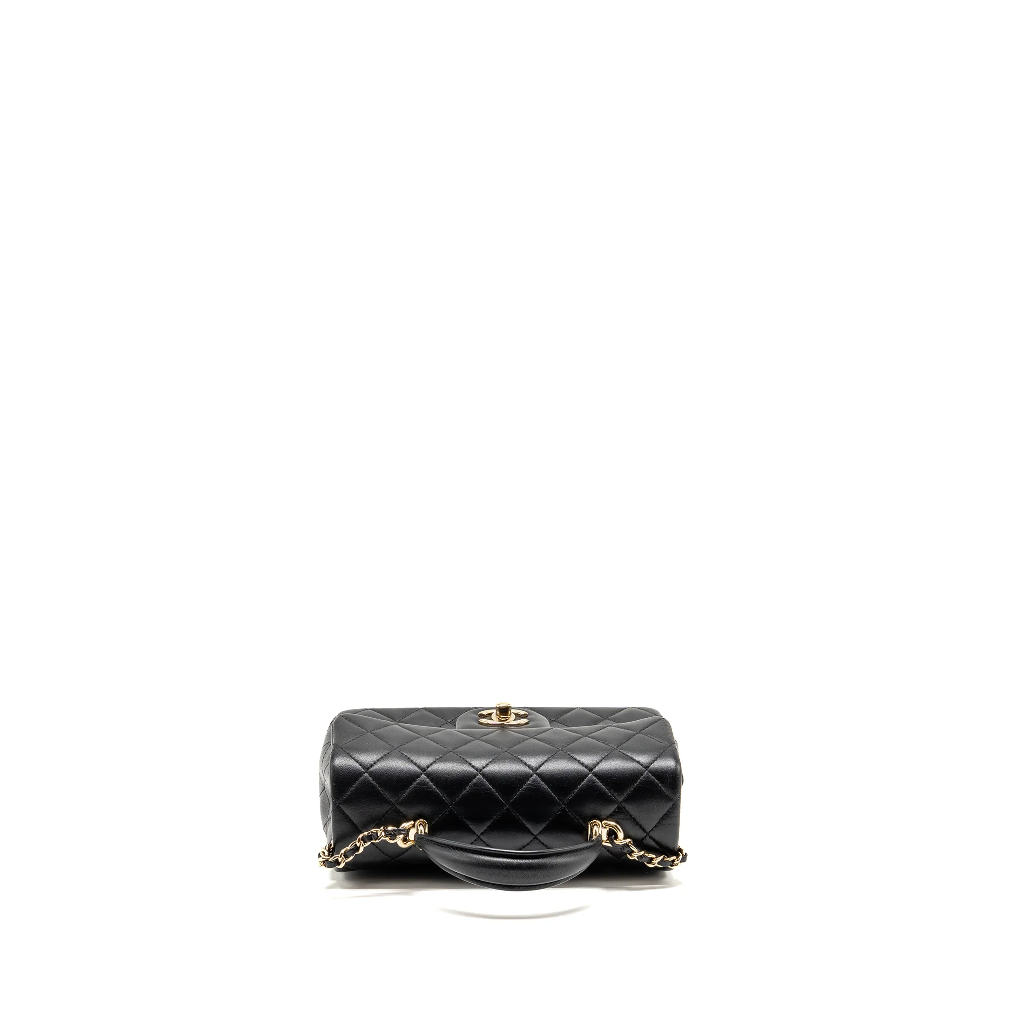 Chanel top handle mini rectangular flap bag lambskin black LGHW (microchip) - Image 5