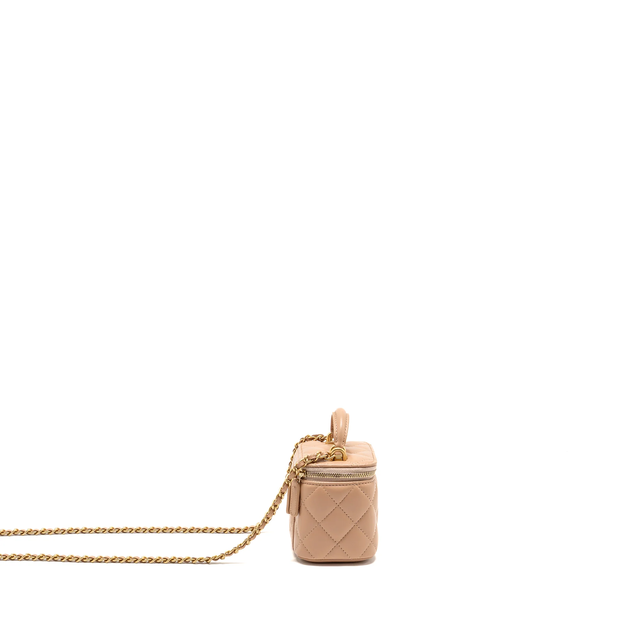 Chanel Top Handle Mini Vanity Lambskin Beige GHW - Image 3