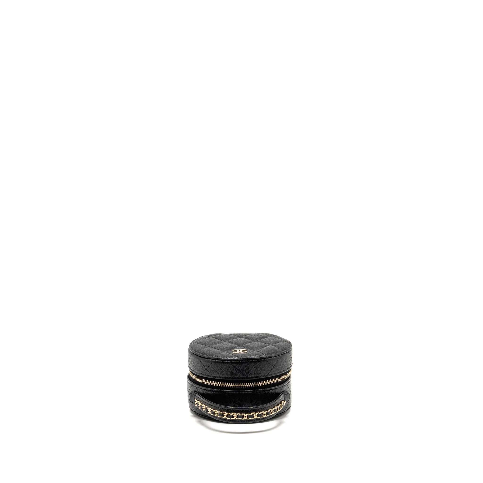 Chanel Top Handle Round Vanity Jewellery Box Caviar Black LGHW (Microchip) - Image 5