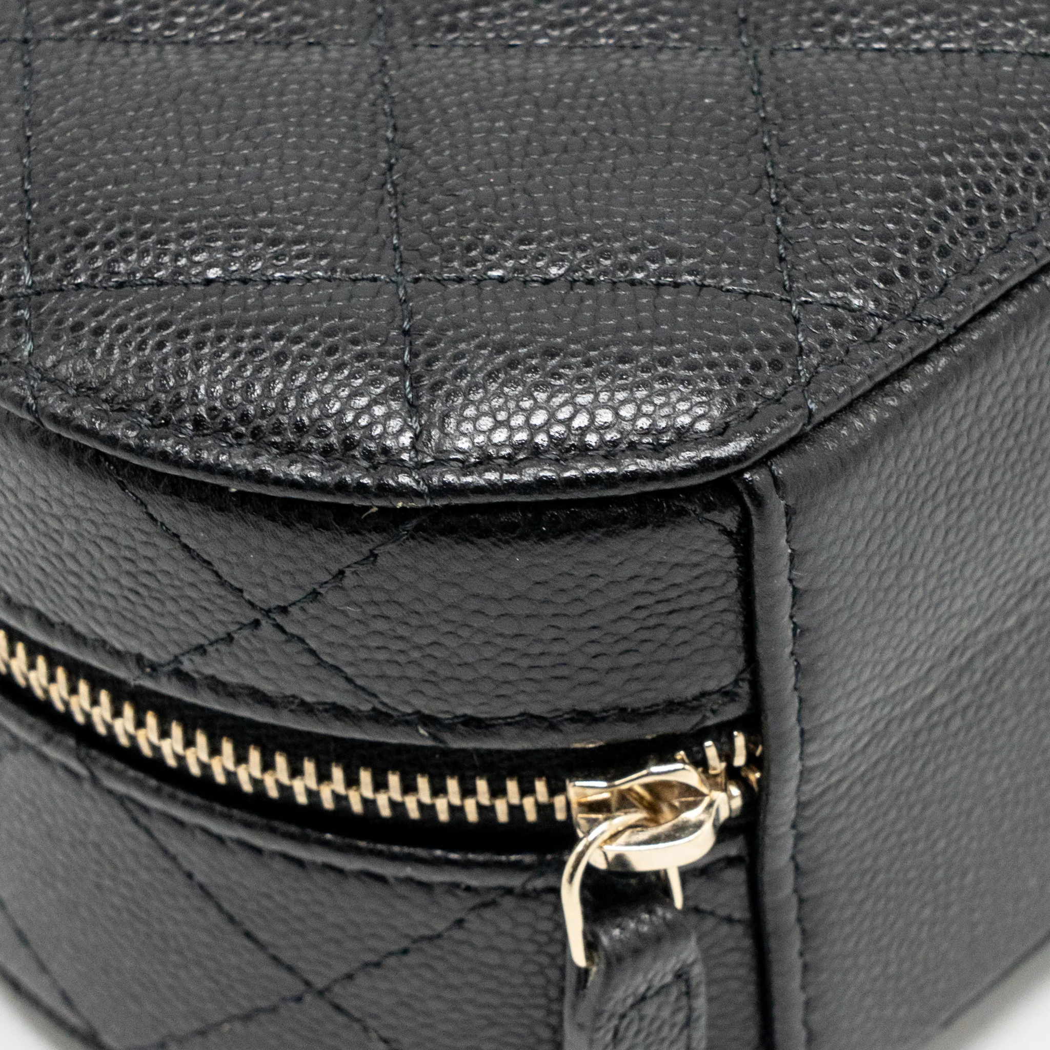 Chanel Top Handle Round Vanity Jewellery Box Caviar Black LGHW (Microchip) - Image 9