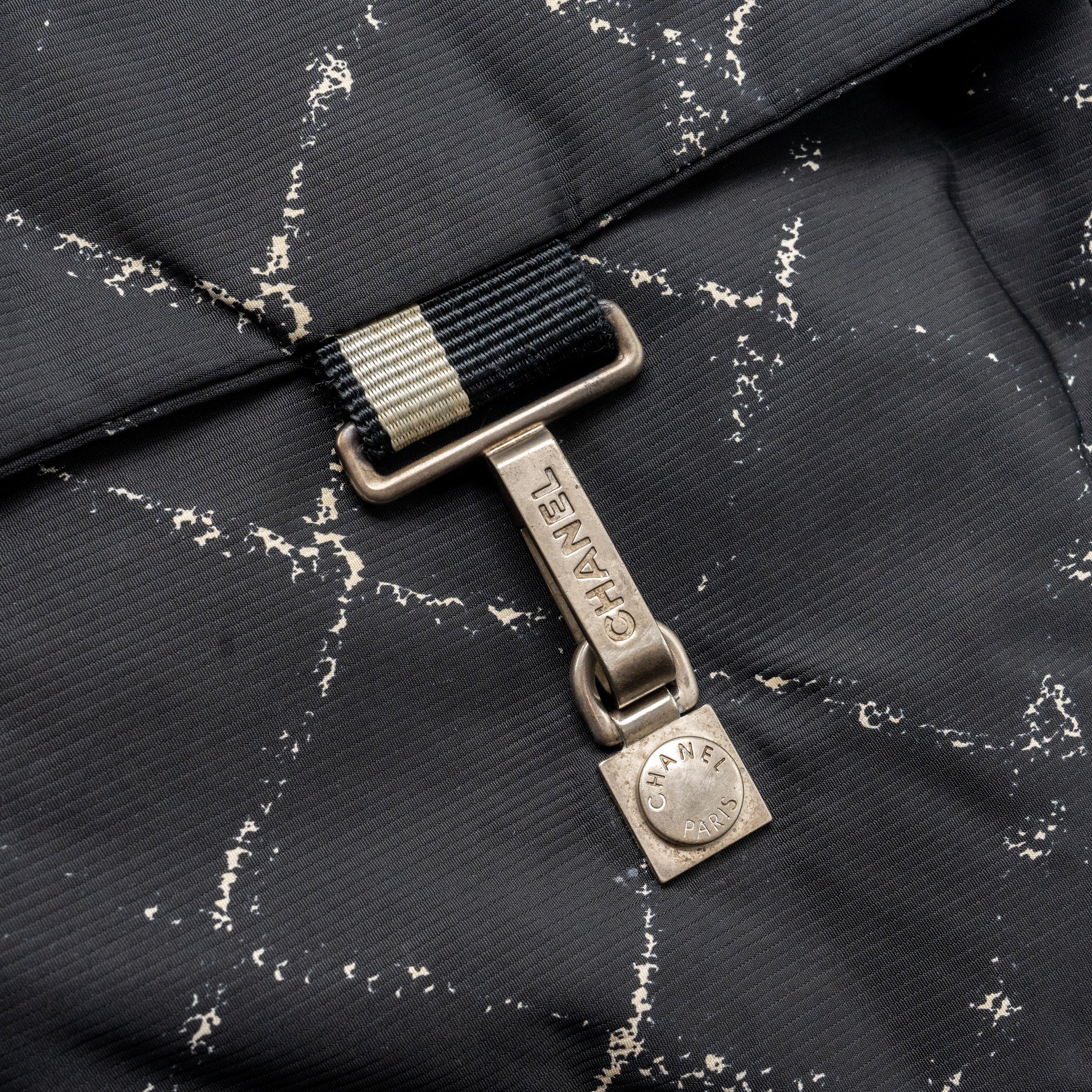 CHANEL Travel Line Check Nylon Backpack Black/White Ruthenium Hardware - Image 12