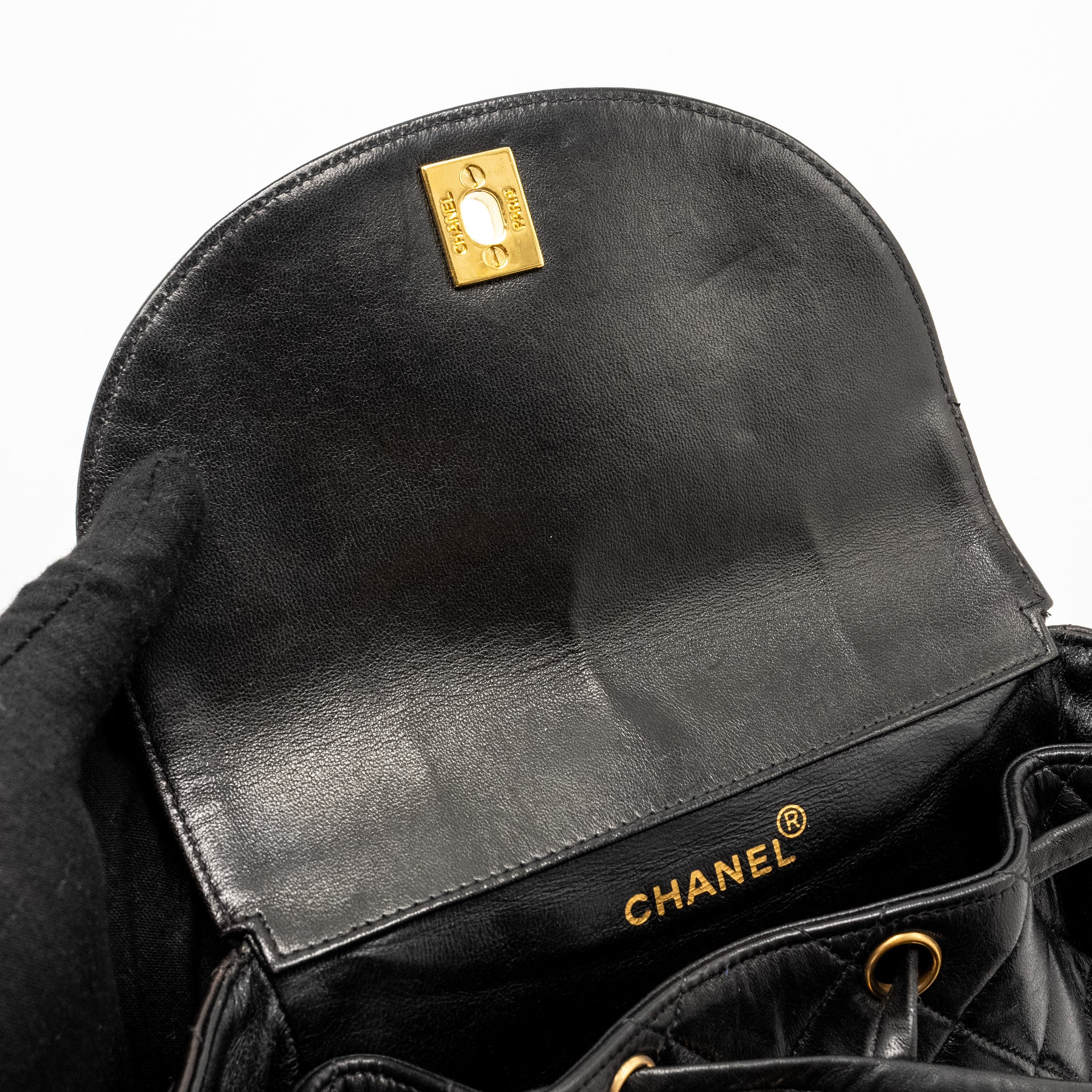 Chanel Vintage Duma Backpack Lambskin Black GHW - Image 14