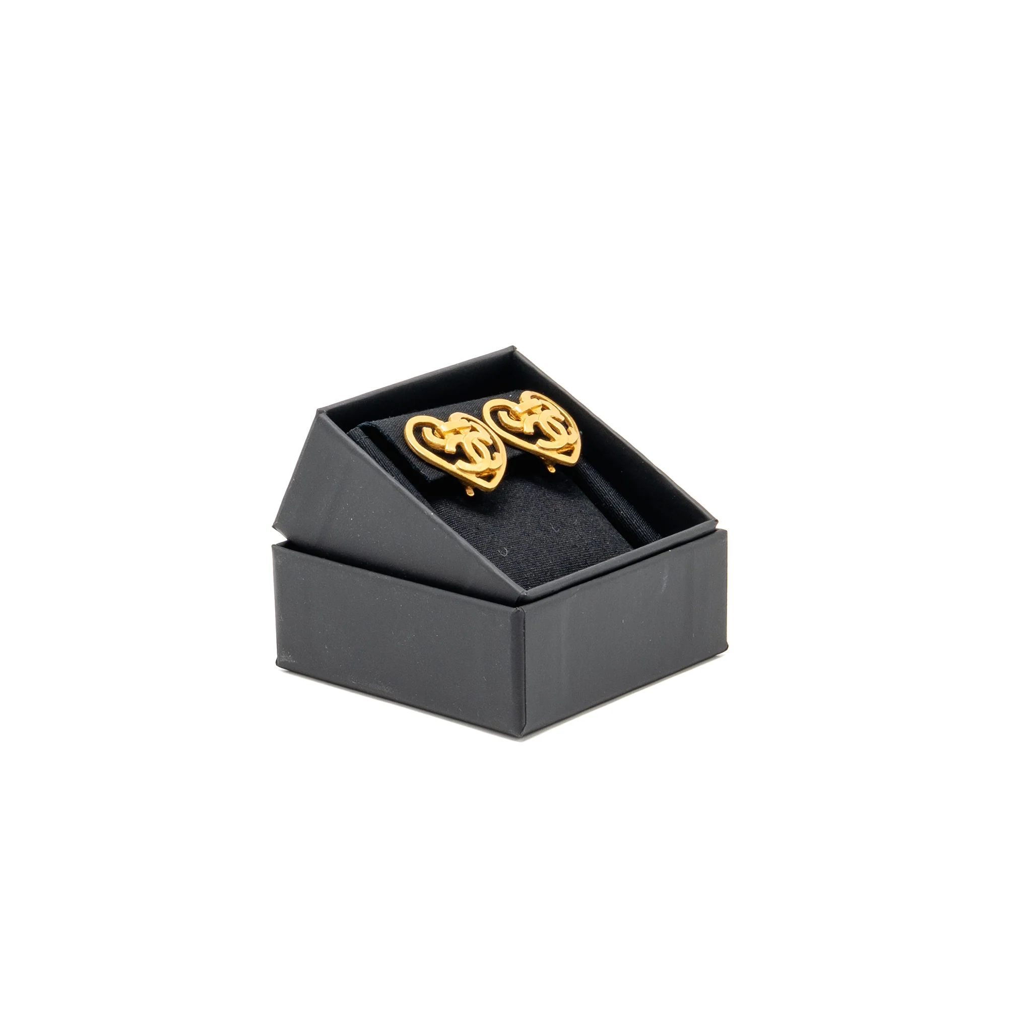 Chanel Vintage Heart Shape CC Logo Ear Clips Gold Tone - Image 2