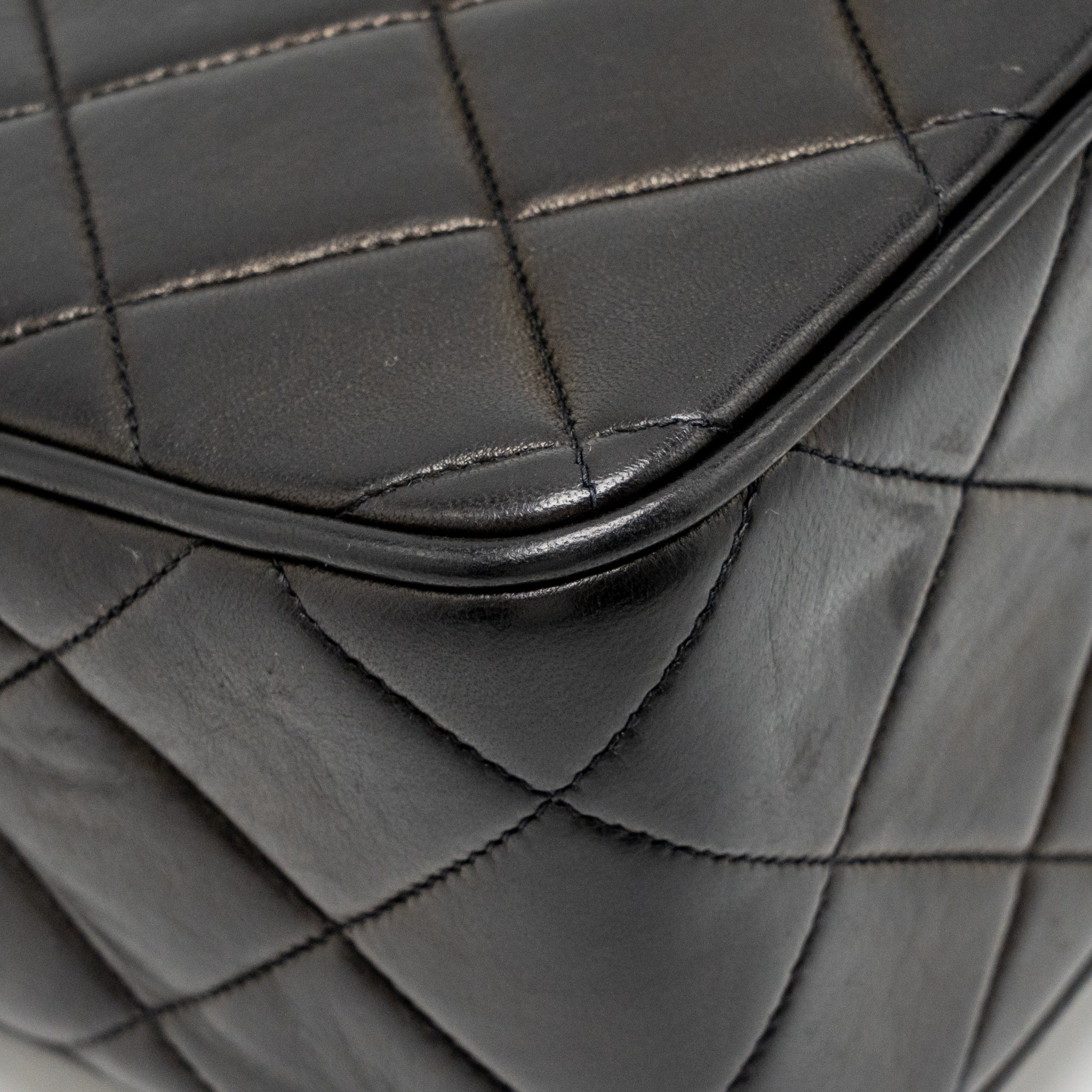 Chanel Vintage Large Square Flap Bag Lambskin Black GHW - Image 11