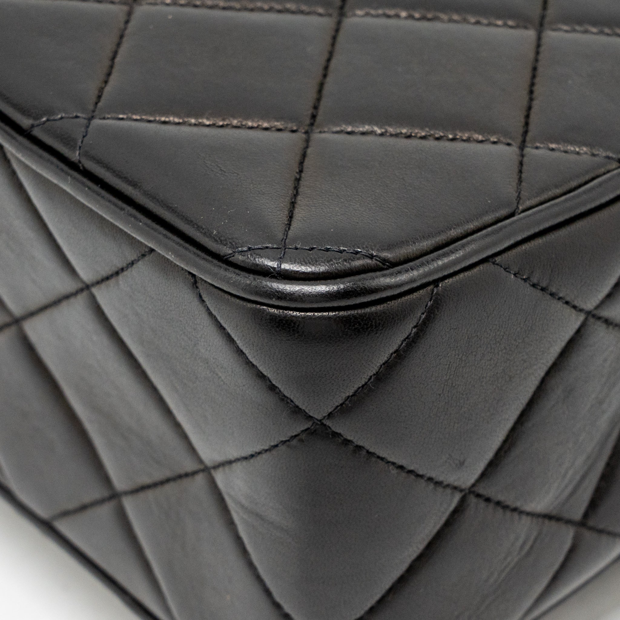 Chanel Vintage Large Square Flap Bag Lambskin Black GHW - Image 12