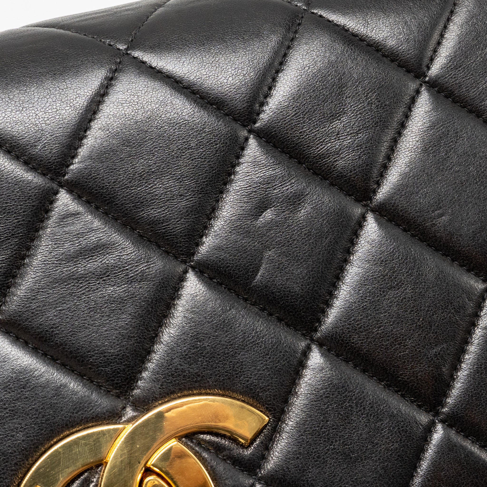 Chanel Vintage Large Square Flap Bag Lambskin Black GHW - Image 13