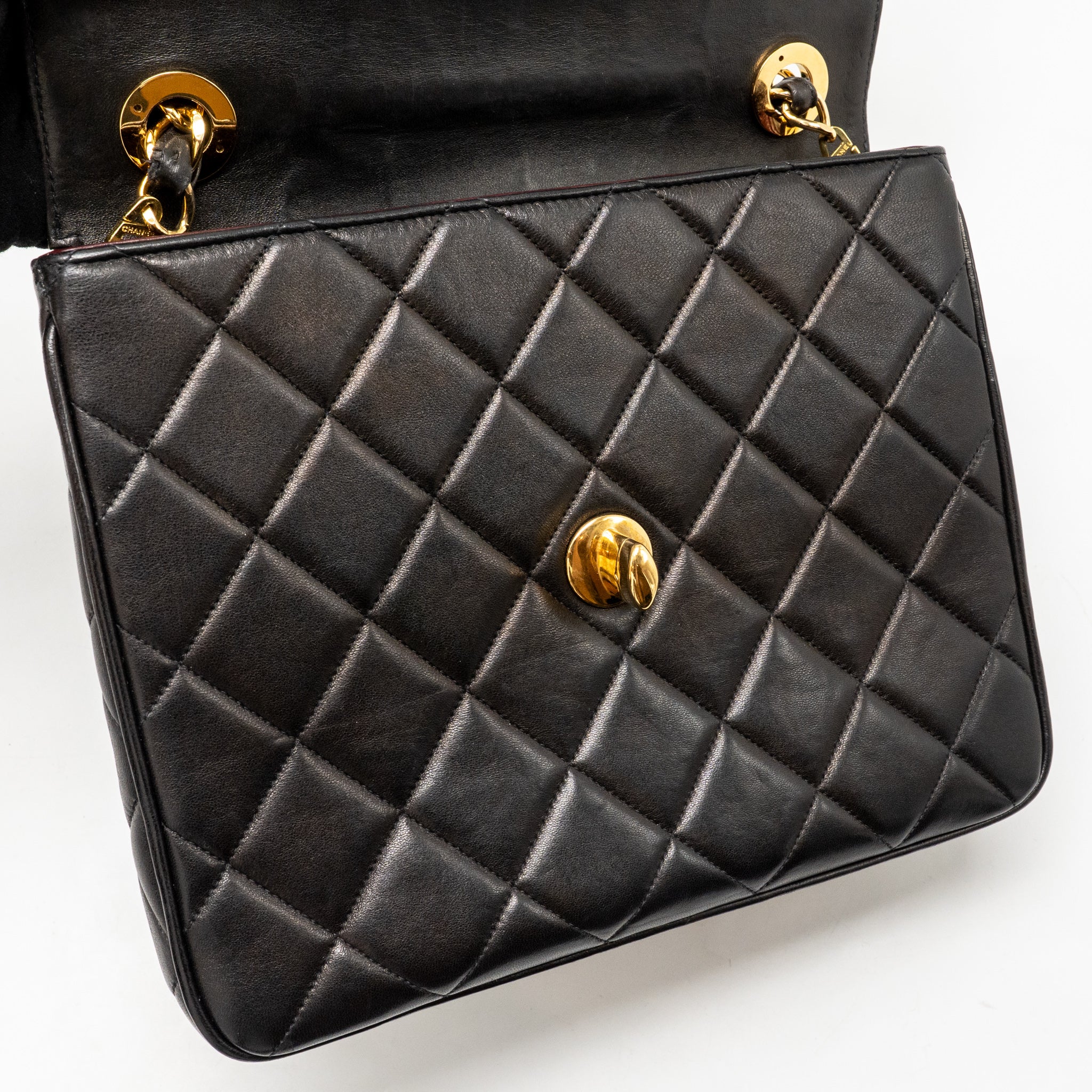 Chanel Vintage Large Square Flap Bag Lambskin Black GHW - Image 15