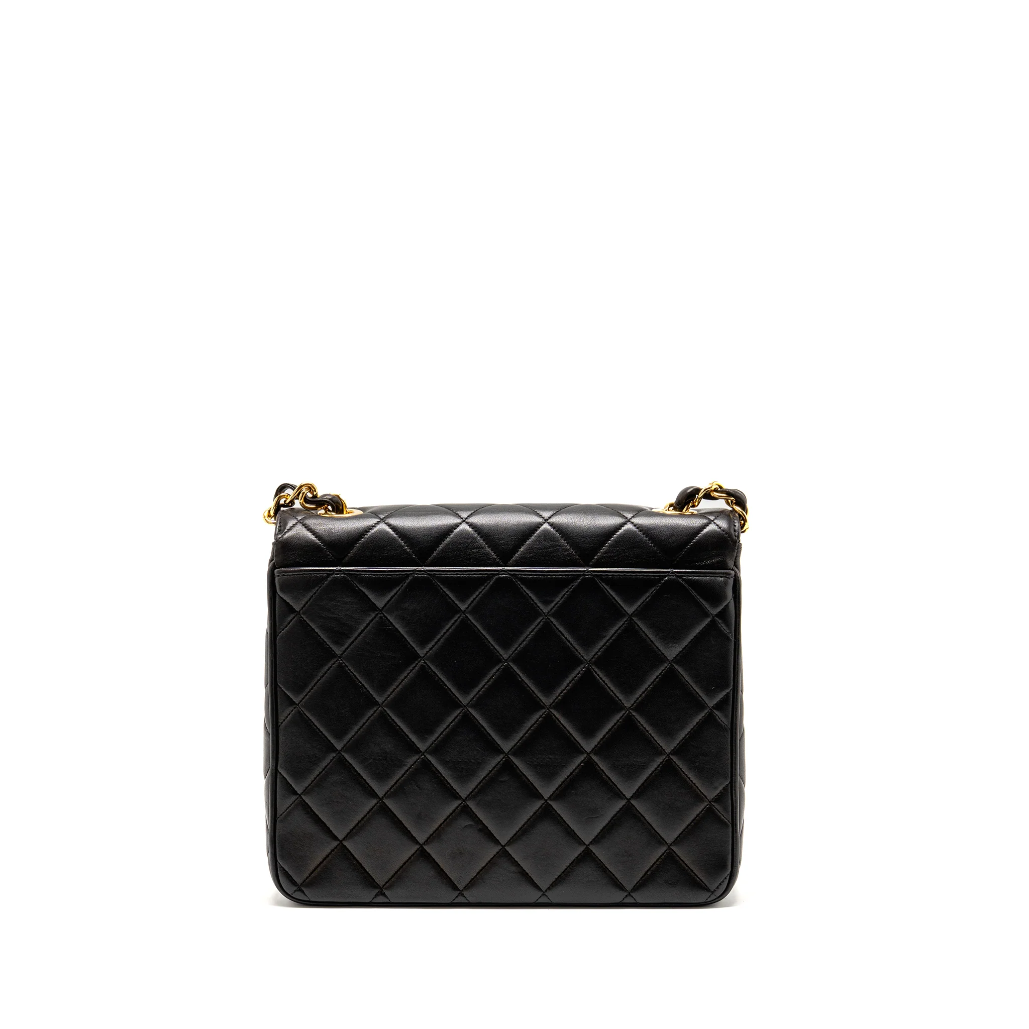 Chanel Vintage Large Square Flap Bag Lambskin Black GHW - Image 2