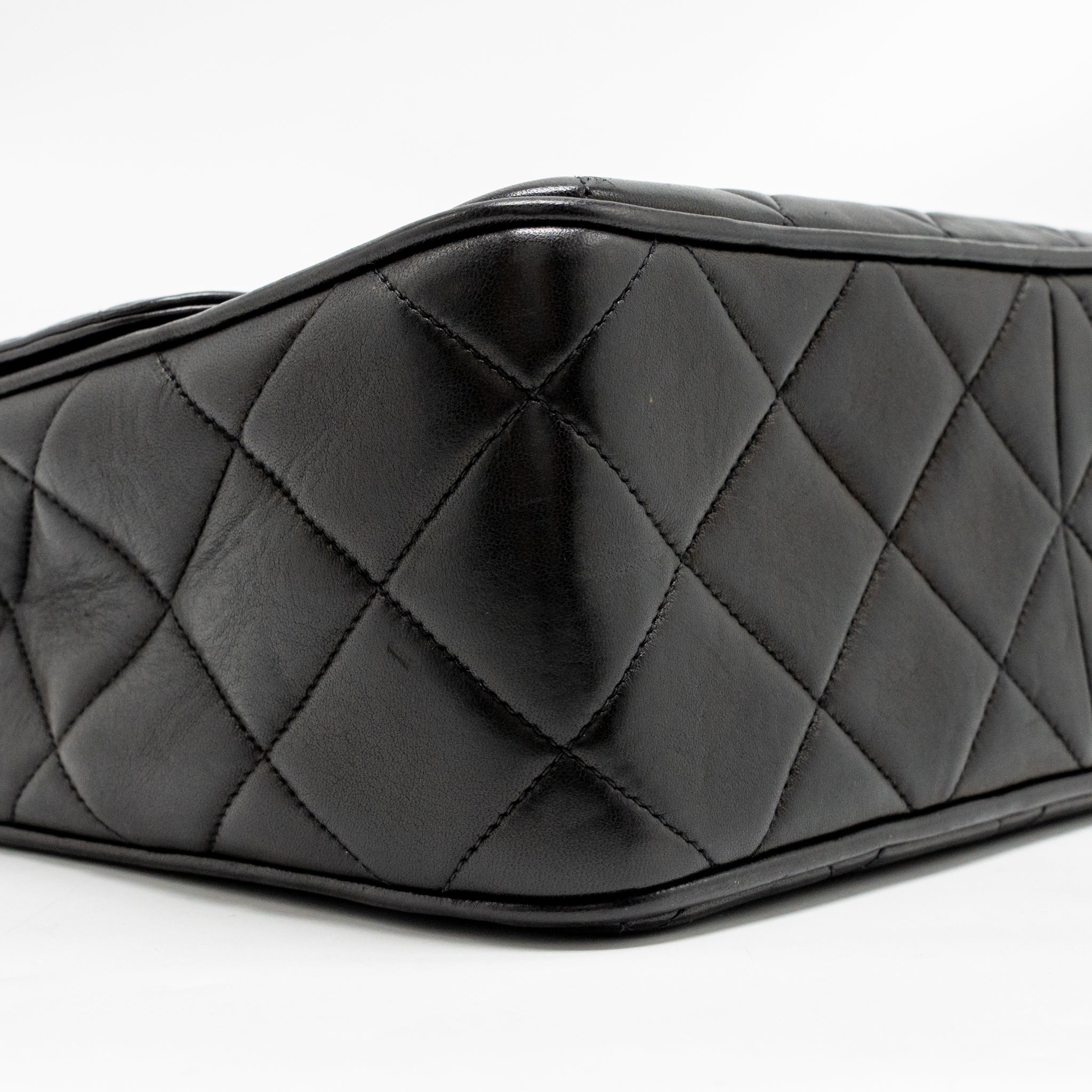 Chanel Vintage Large Square Flap Bag Lambskin Black GHW - Image 7