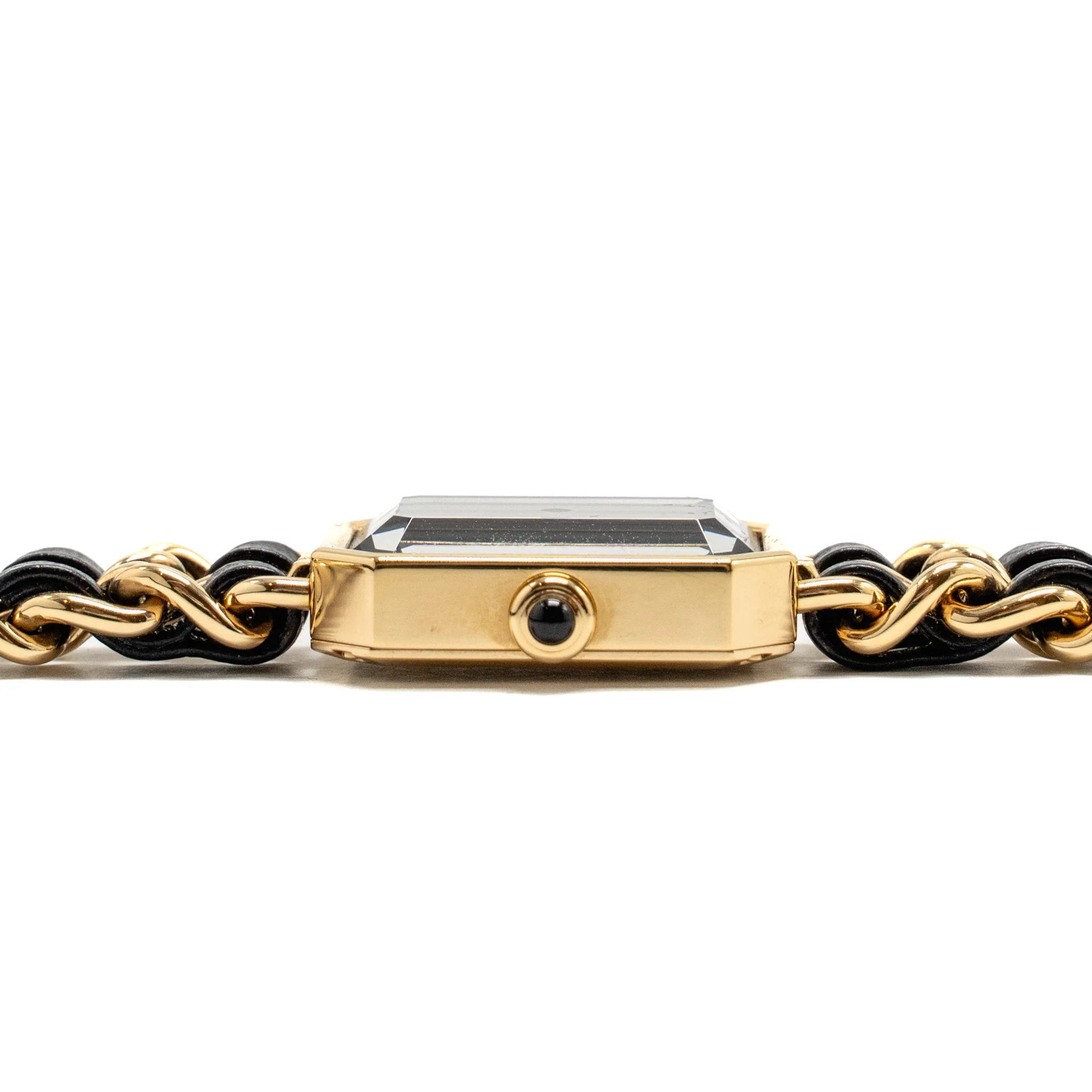 Chanel Size M Premiere Edition Originale Watch Steel Coated with Yellow Gold, Black Leather, Black-Lacquered Dial - Image 3