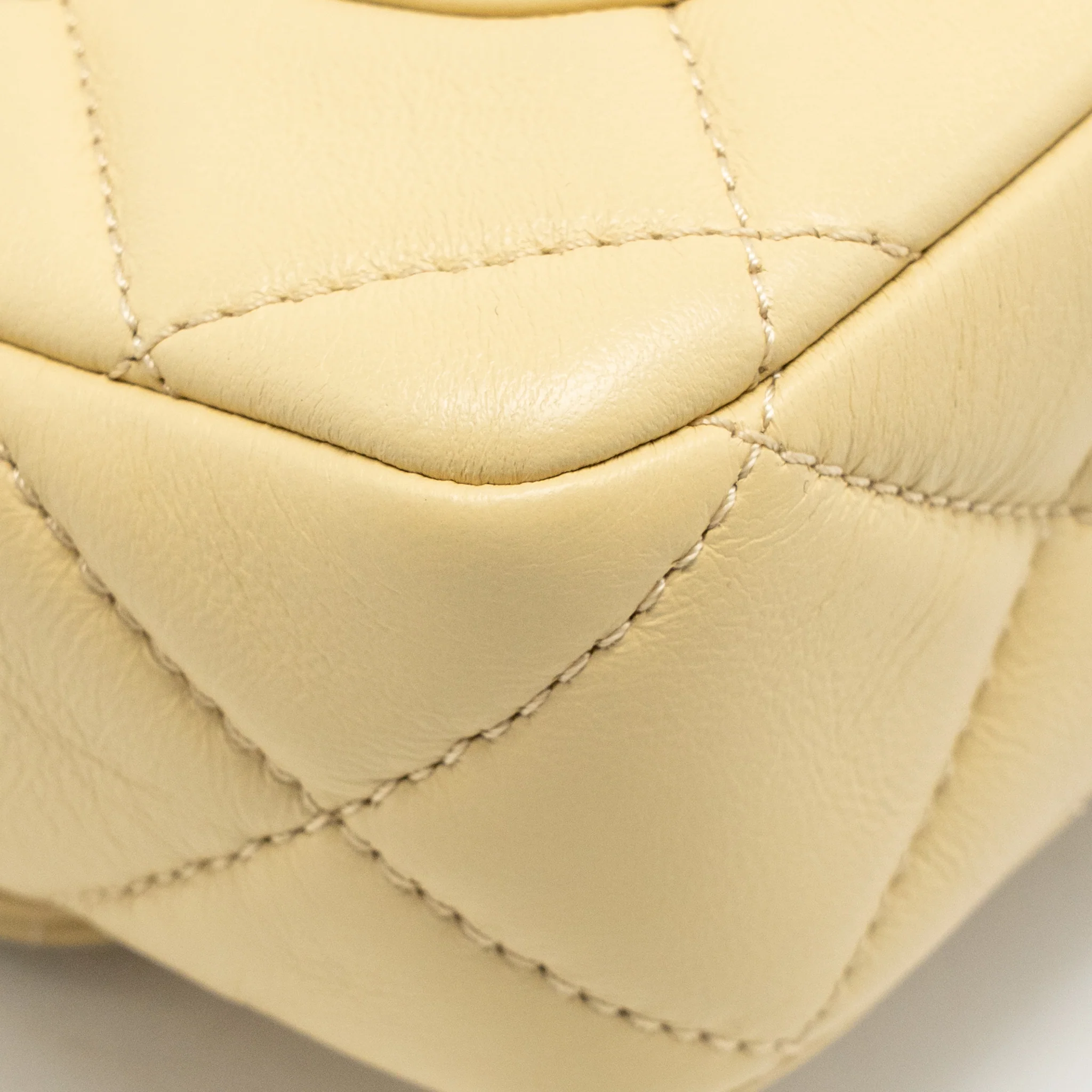 Chanel 22P Enamel CC Mini Square Flap Bag Lambskin Light Yellow GHW (Microchip) - Image 11