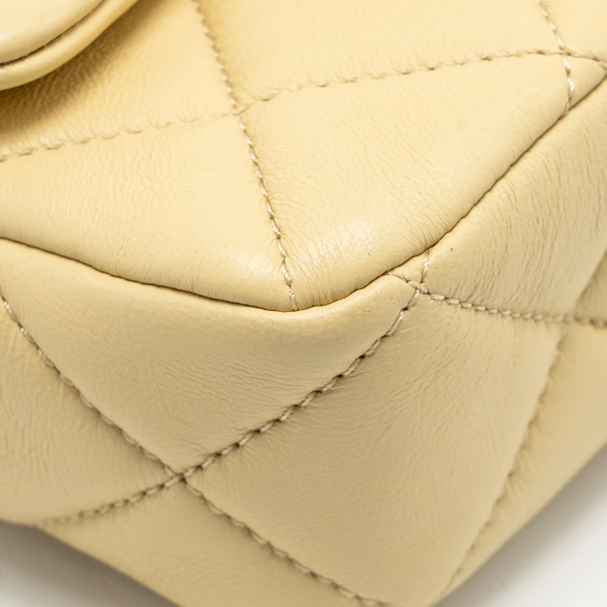 Chanel 22P Enamel CC Mini Square Flap Bag Lambskin Light Yellow GHW (Microchip) - Image 9