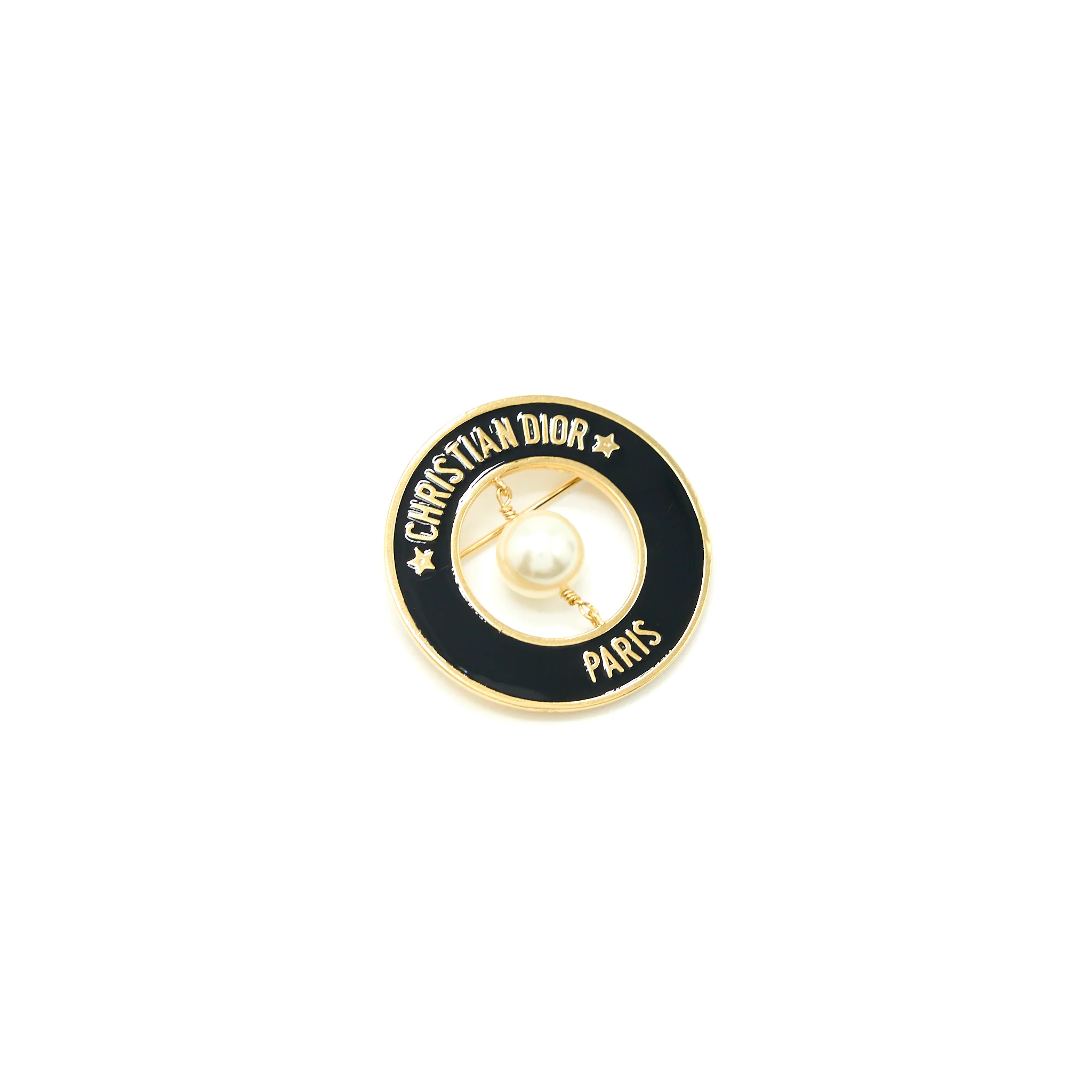 Christian Dior Round Pearl Brooch Black GHW - Image 4