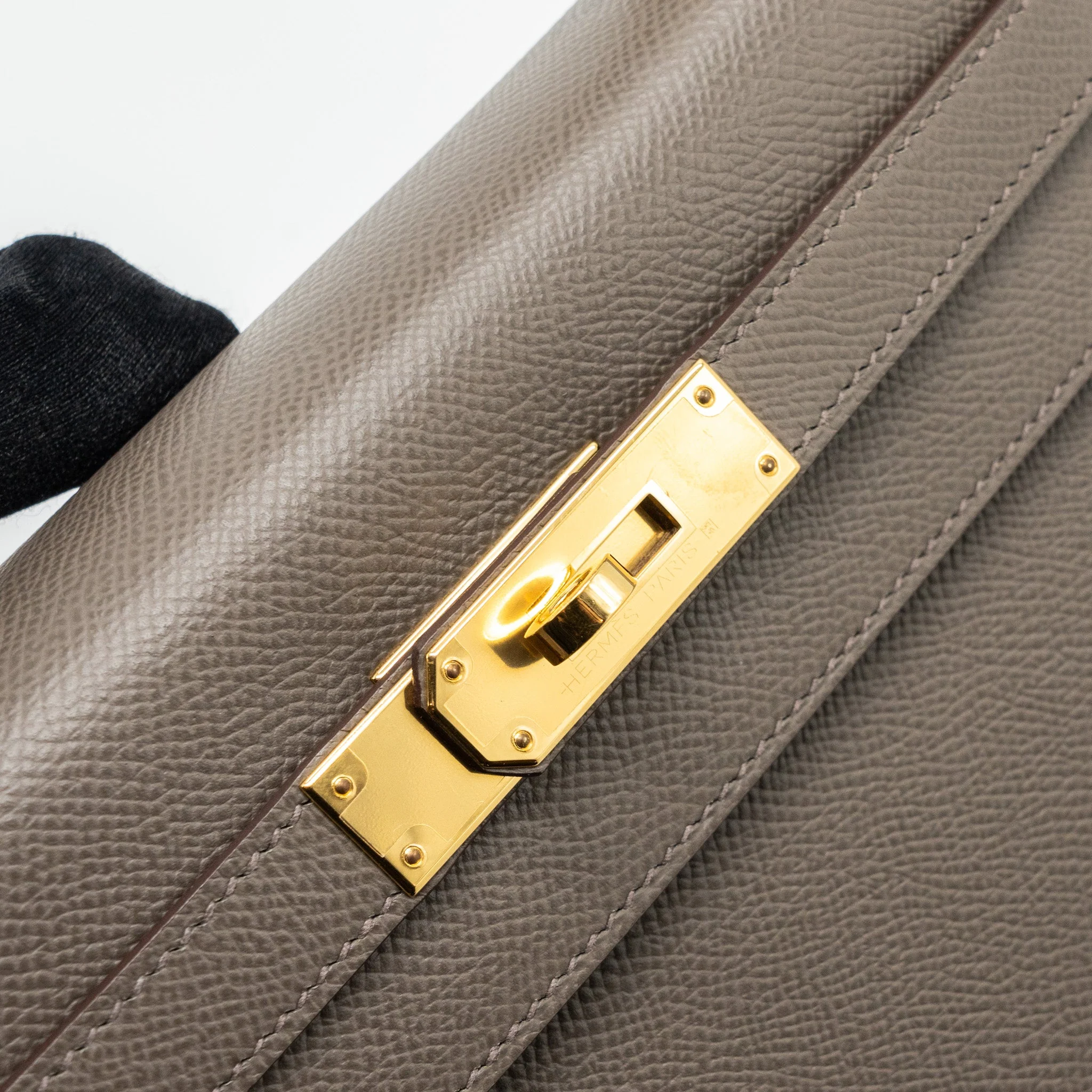 Hermes kelly28 sellier epsom gris etain GHW stamp D - Image 11