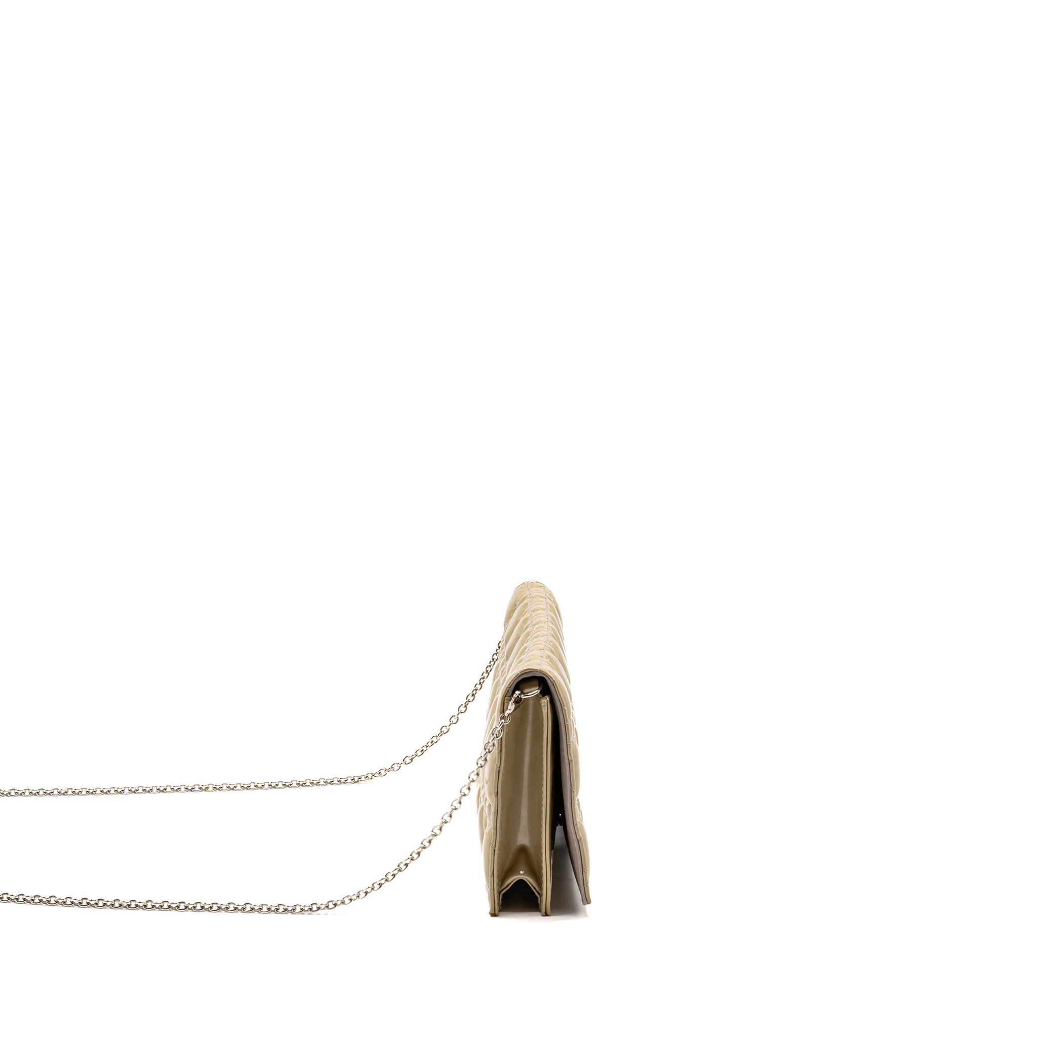 Dior Cannane Quilted Lady Dior Chain Clutch Patent Beige SHW - Image 3