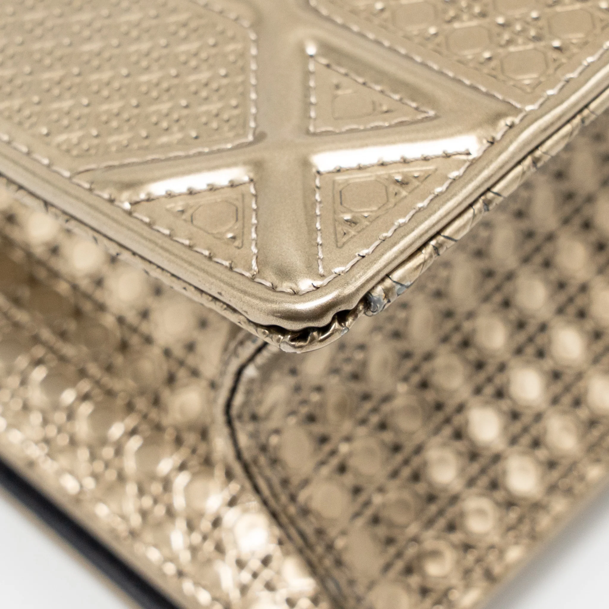 Dior Medium Diorama Metallic Calfskin Light Gold with LGHW - Image 10