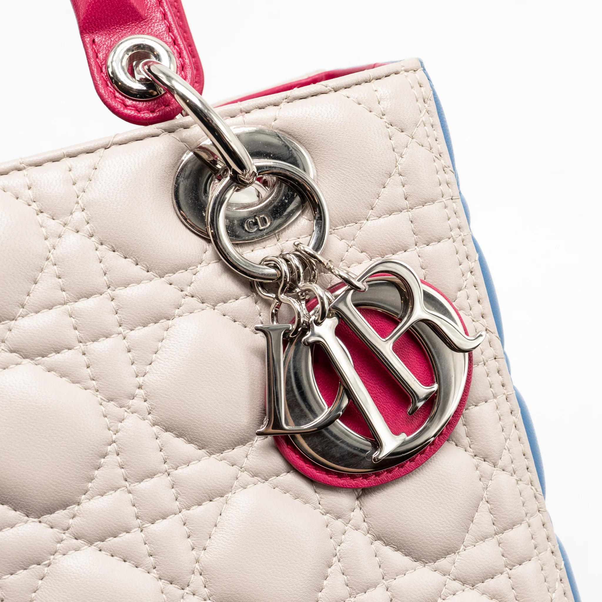 Dior Medium Lady Dior Lambskin Light Grey / Multicolour SHW - Image 11