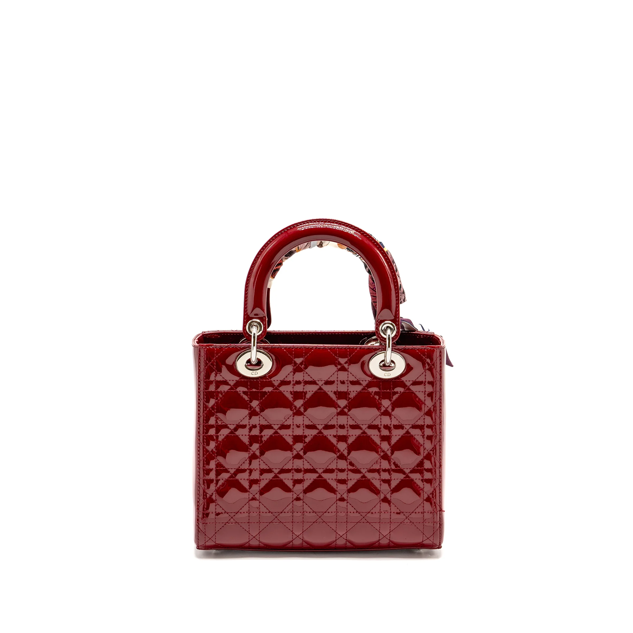 Dior Medium LadyDior Patent Dark Red SHW - Image 2