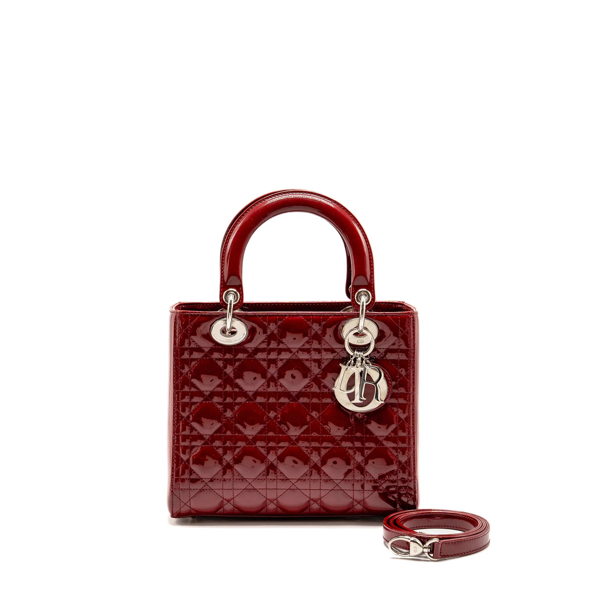 Dior Medium Lady Dior Patent red SHW