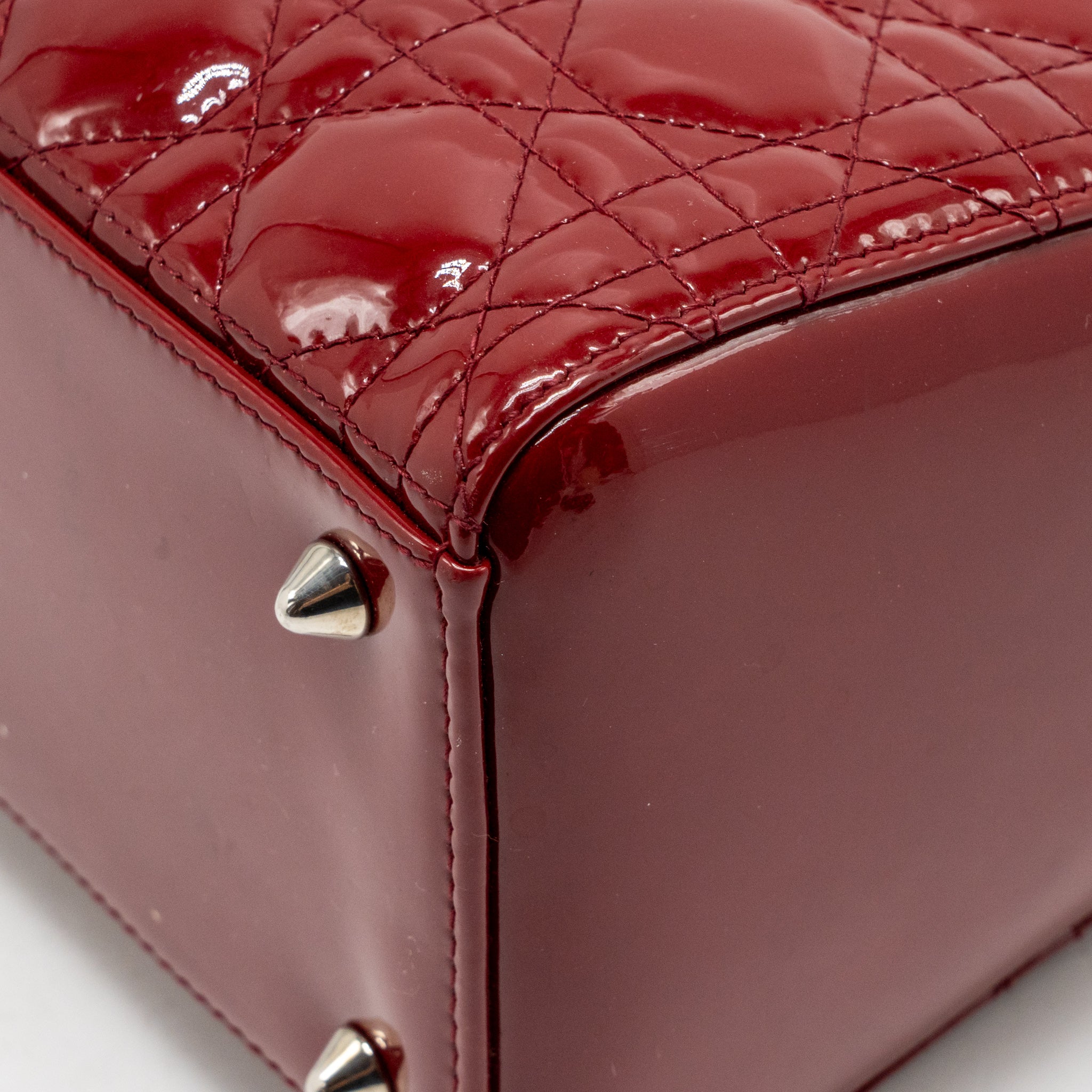 Dior Medium Lady Dior Patent red SHW - Image 10