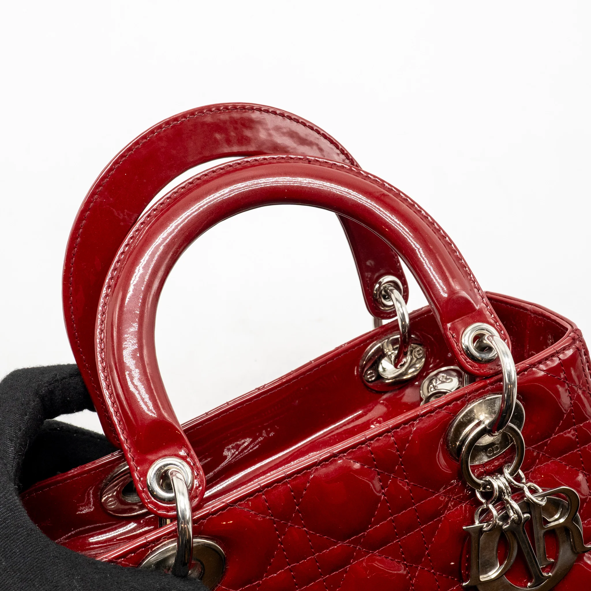 Dior Medium Lady Dior Patent red SHW - Image 11