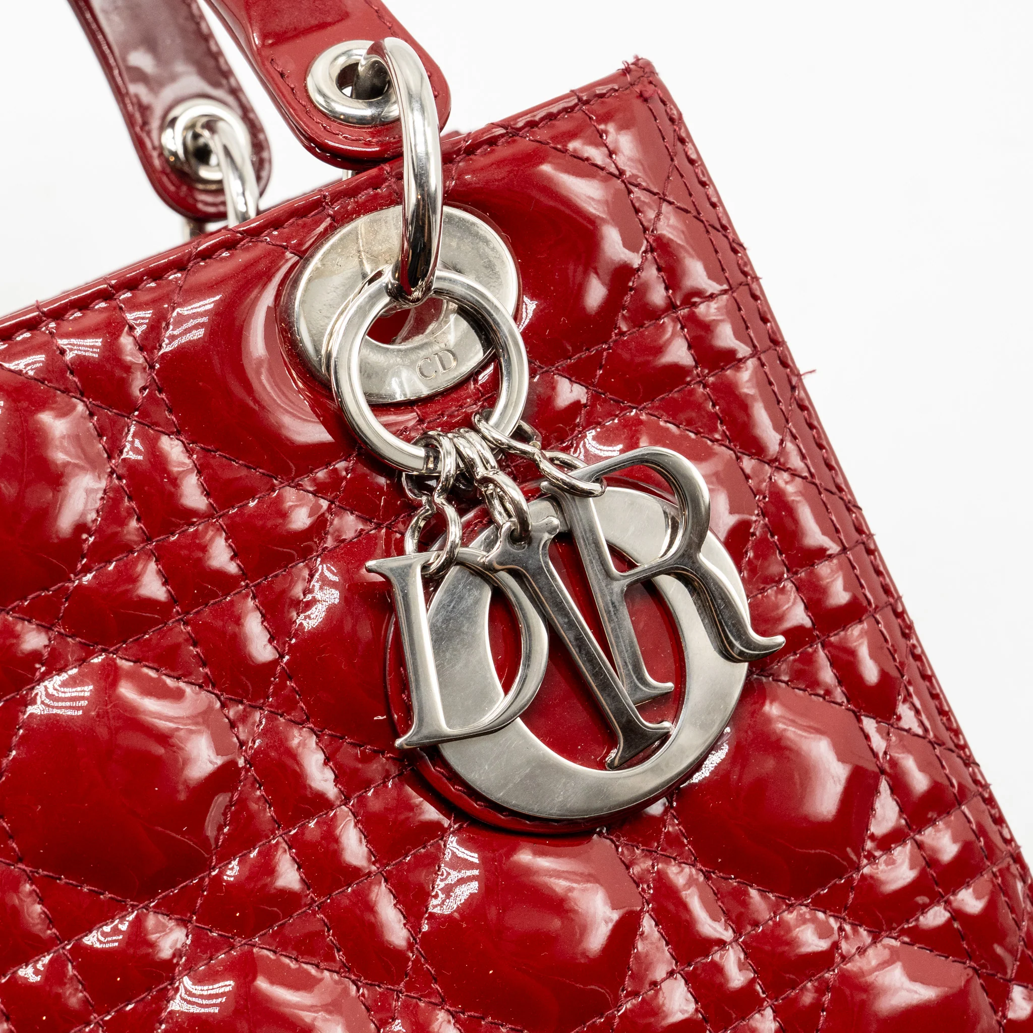 Dior Medium Lady Dior Patent red SHW - Image 12