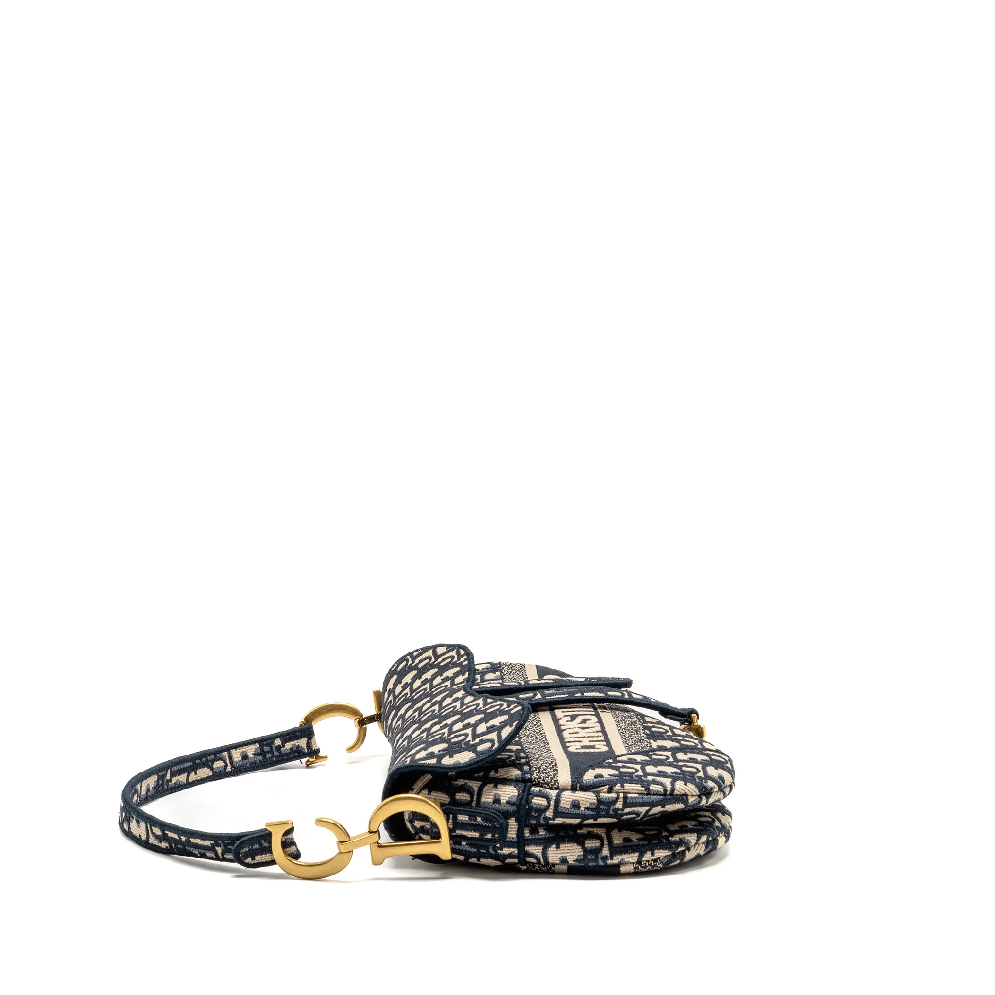 Dior medium saddle bag oblique embroidery canvas blue GHW - Image 3