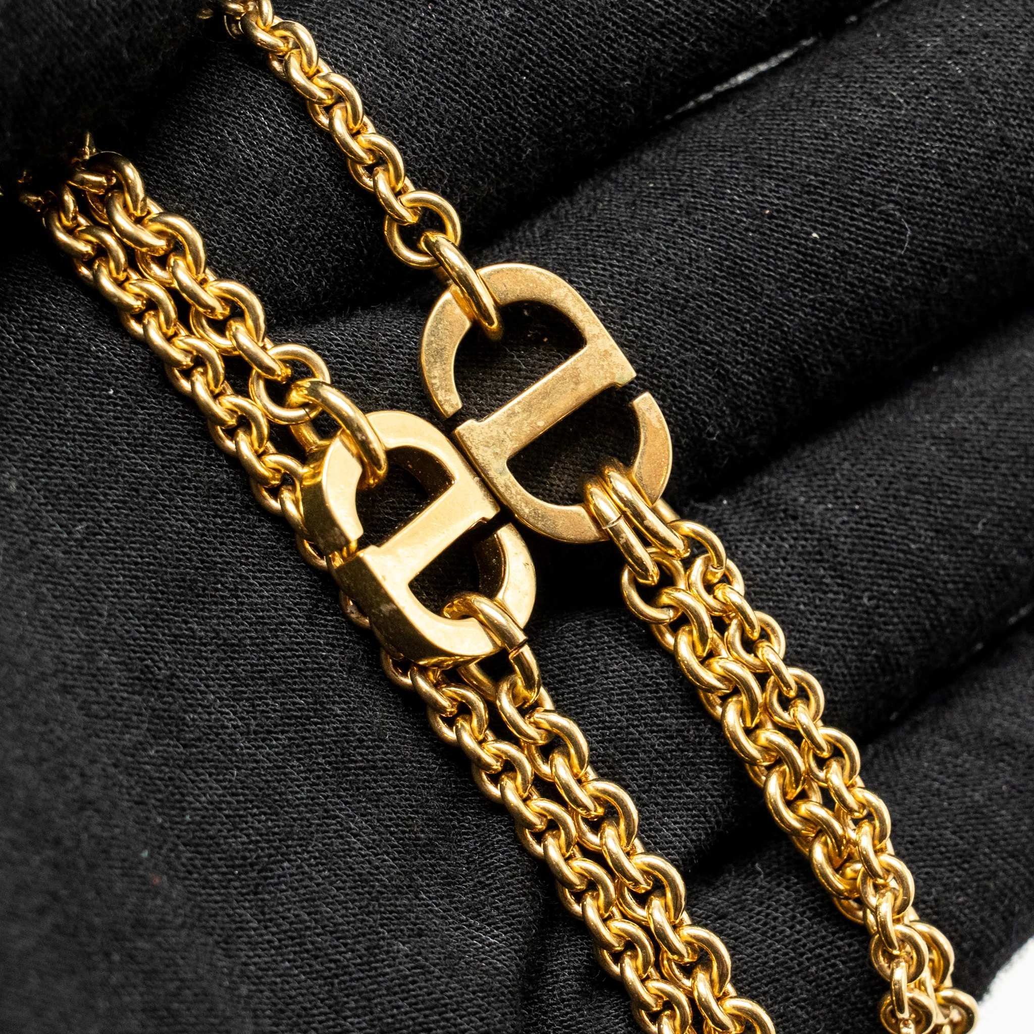 Dior Petit CD Double Chain Necklace Pink Gold Tone - Image 3