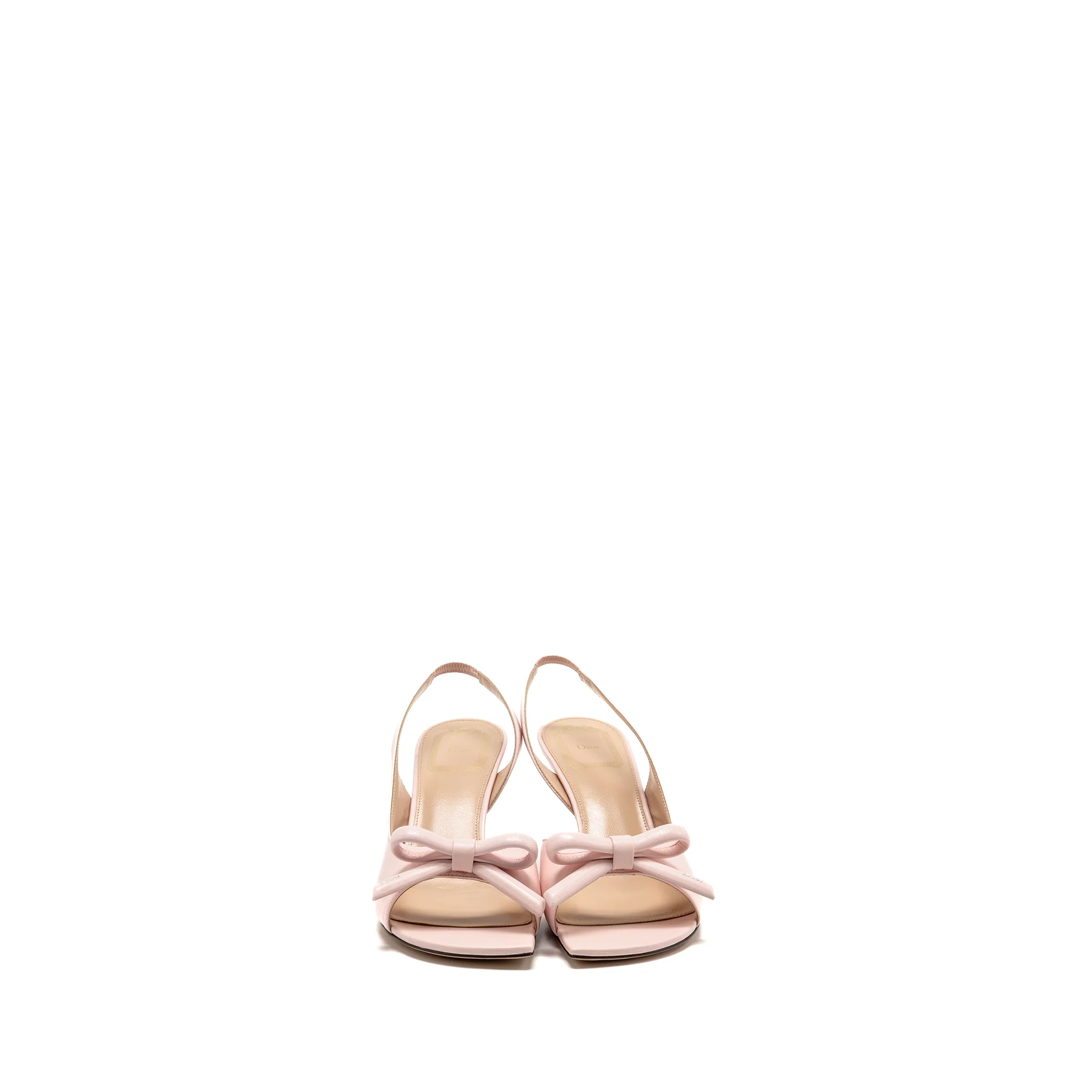 Dior Size 37 Dior Bow Heeled Slingback Sandal Lambskin Soupir Pink - Image 3