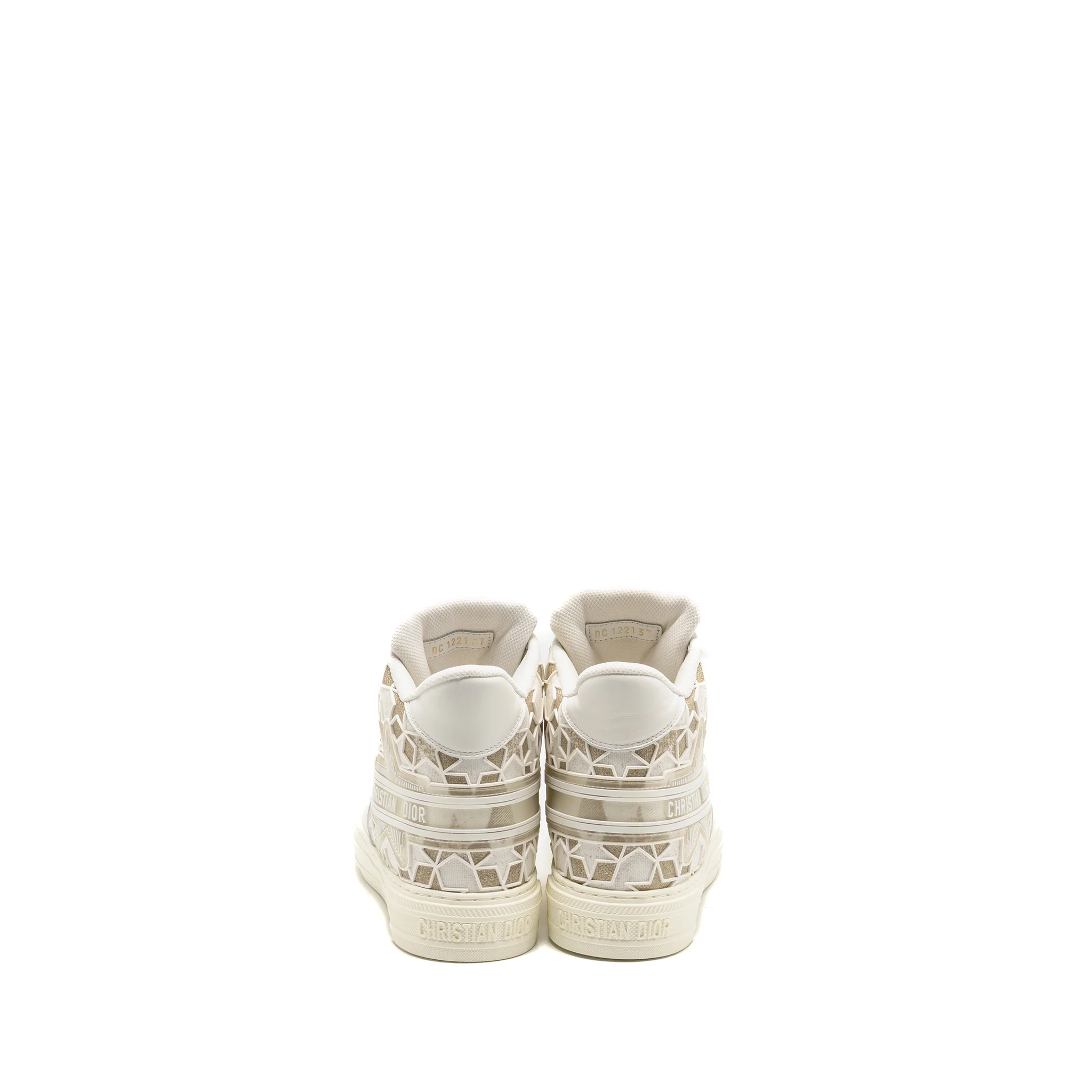 Dior Size 37 Walk’N’Dior Hightop Star Sneaker Leather Gold/White - Image 3