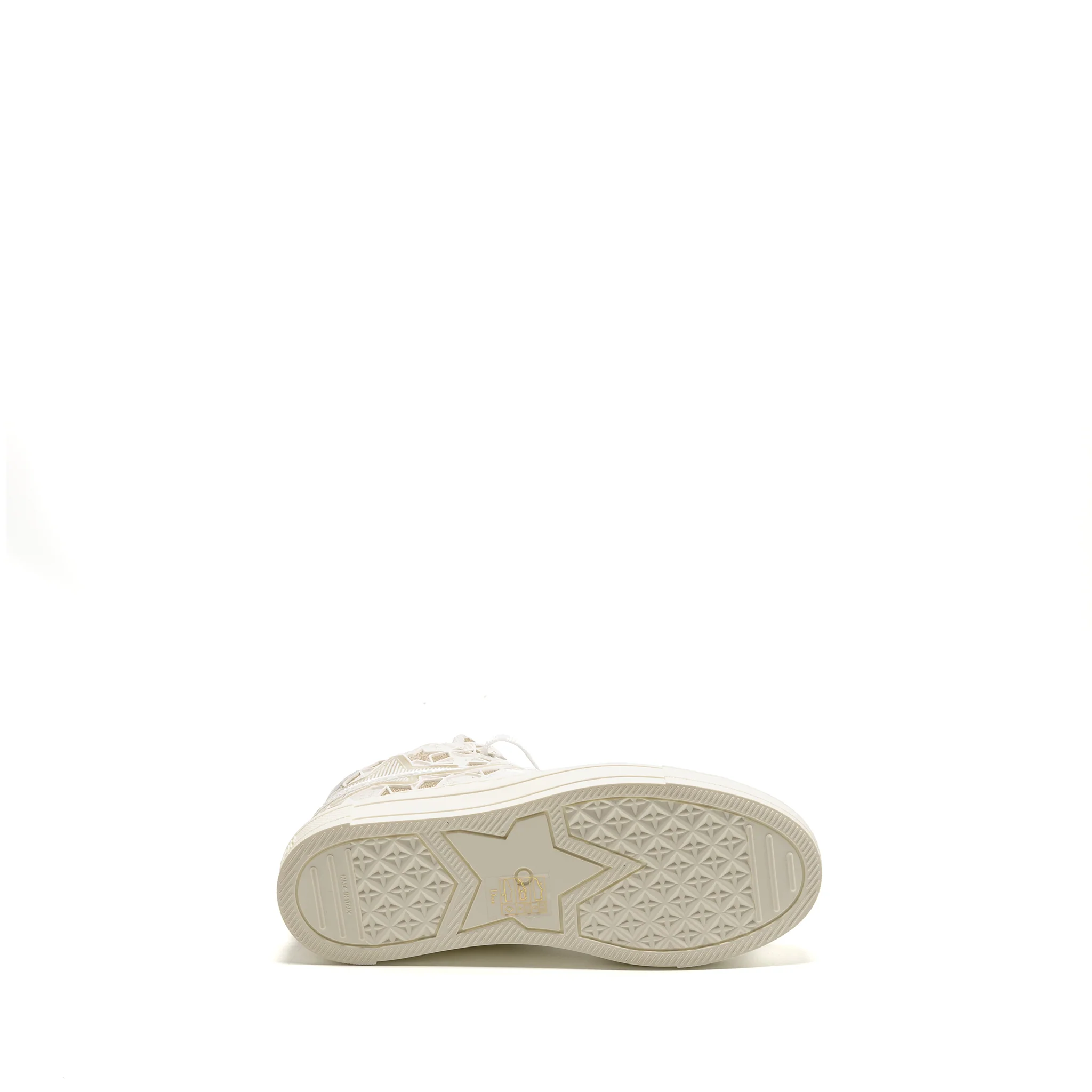 Dior Size 37 Walk’N’Dior Hightop Star Sneaker Leather Gold/White - Image 7